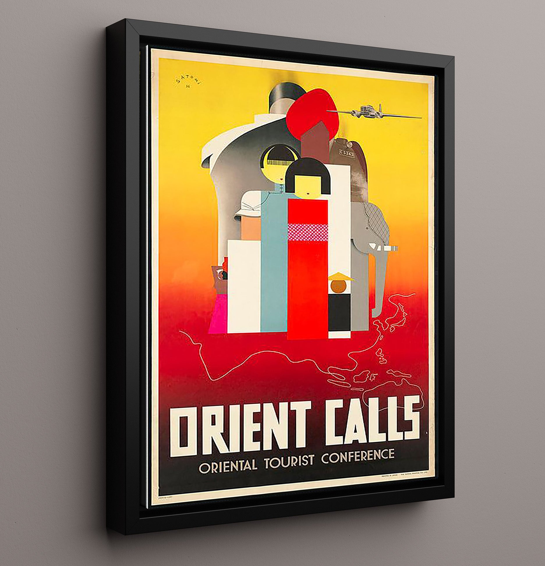 Orient Tourist Conference Vintage Travel Print 16x20 Framed Canvas travel wall art print