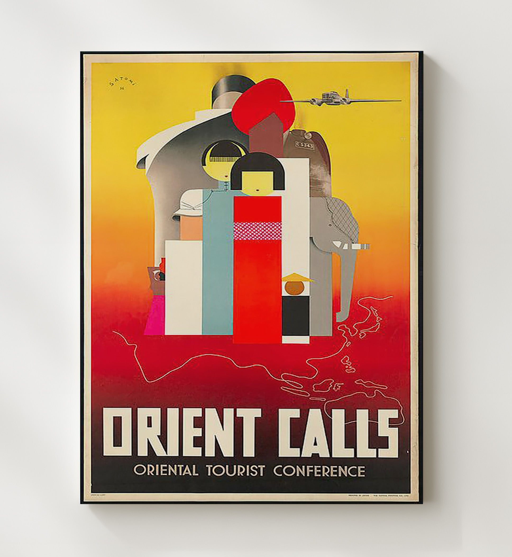 Orient Tourist Conference Vintage Travel Print 20x24 Canvas travel wall art print