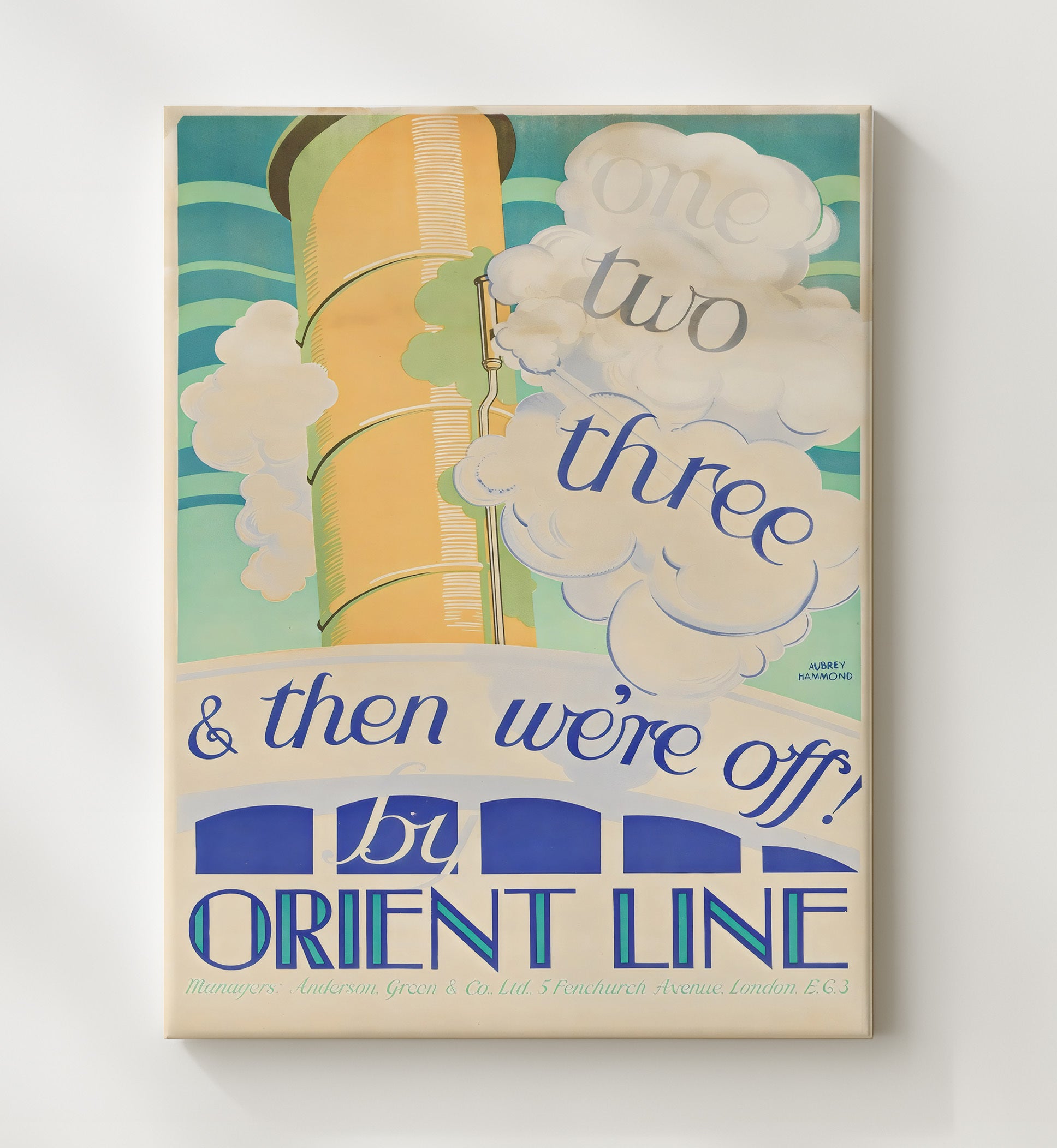 Orient Line Cruise Vintage Travel Print 20x24 Canvas travel wall art print