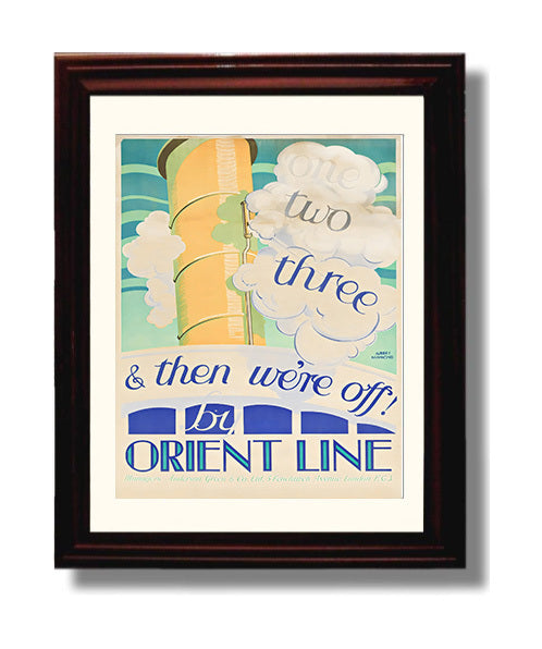 Orient Line Cruise Vintage Travel Print 8x10 Beveled Frame travel wall art print