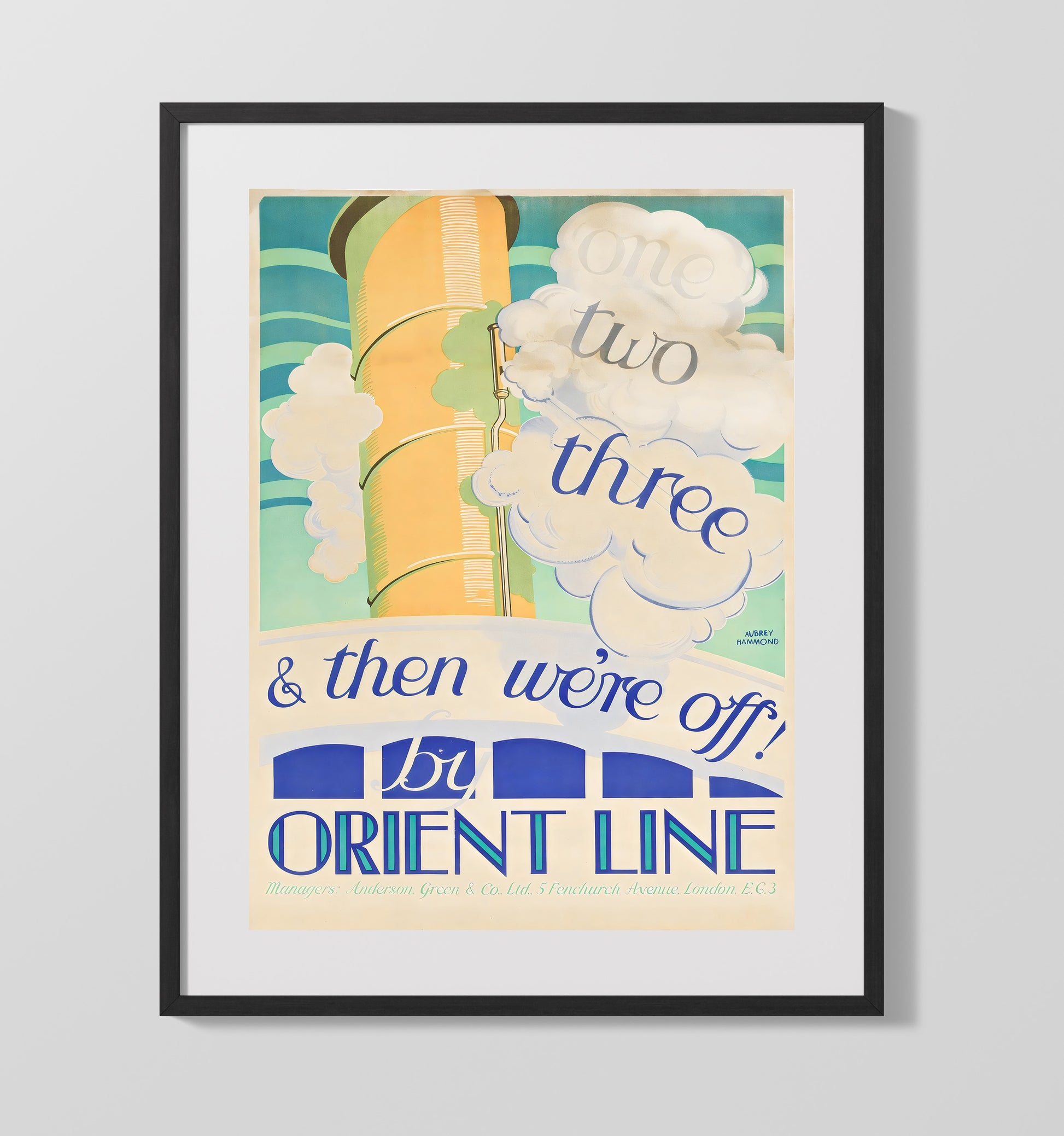 Orient Line Cruise Vintage Travel Print 16x20 Gallery Frame travel wall art print