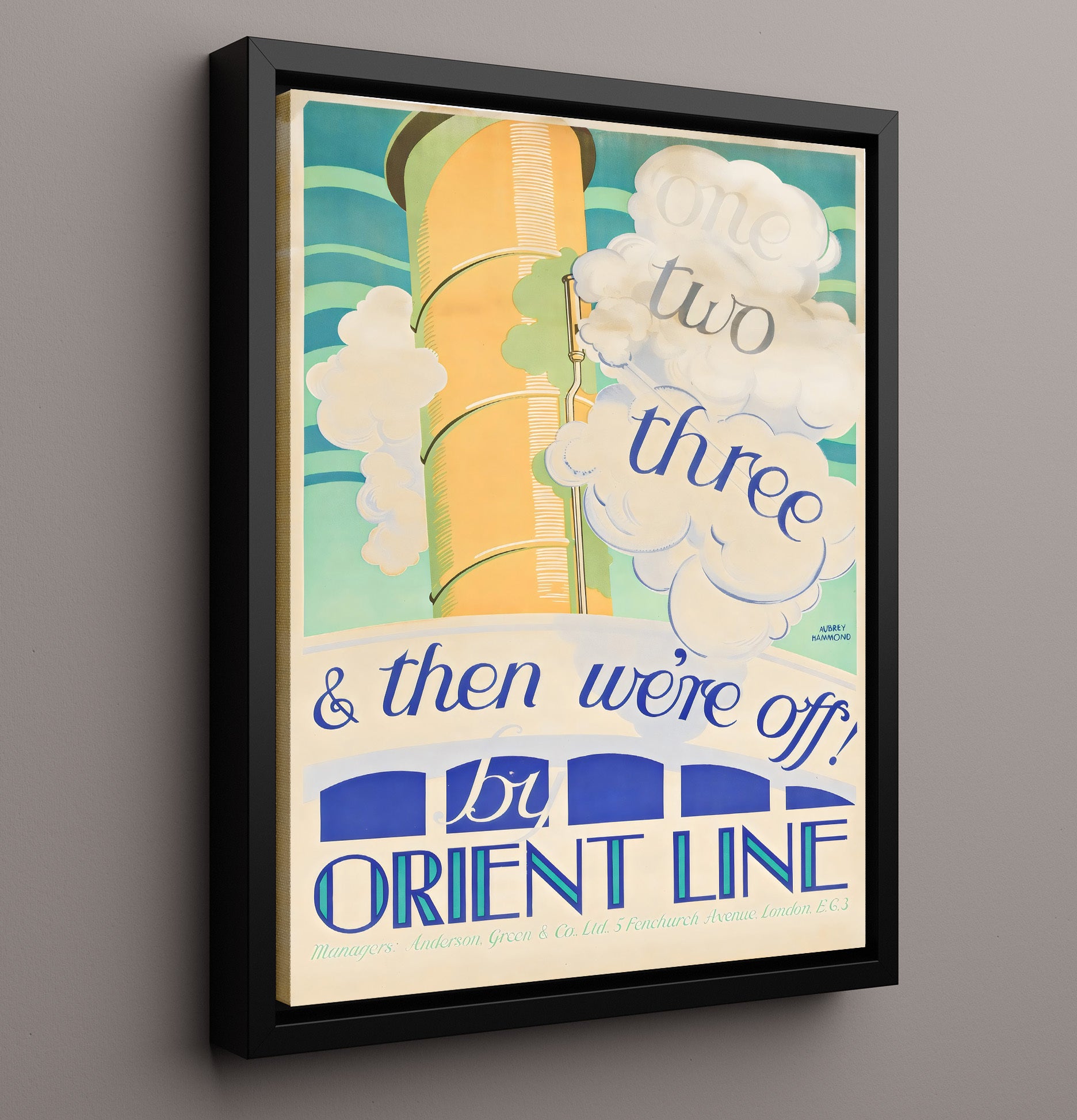 Orient Line Cruise Vintage Travel Print 16x20 Framed Canvas travel wall art print