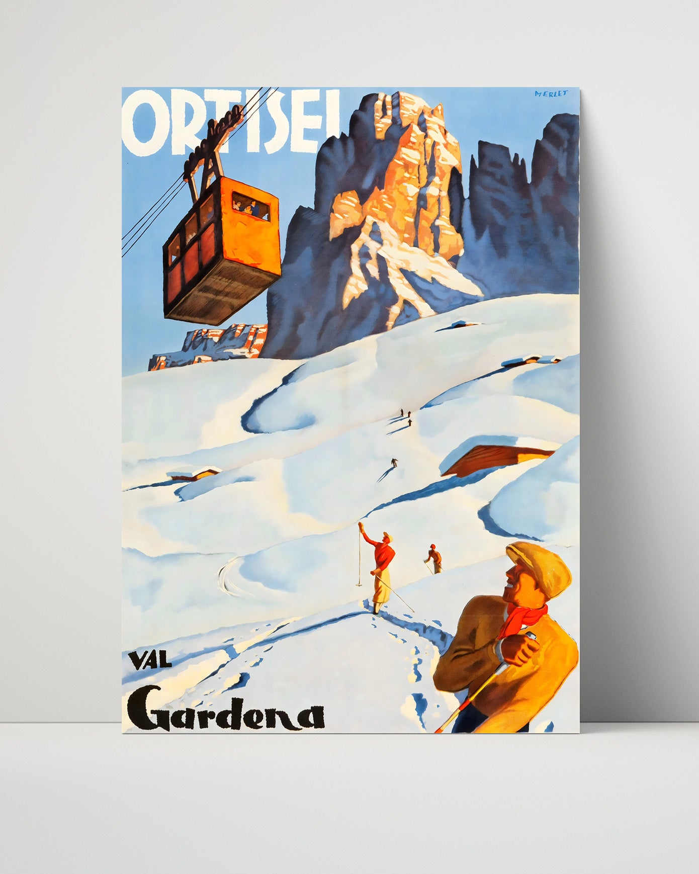 Ortisei Val Gardena Vintage Travel Print 16x20 Unframed Print travel wall art print