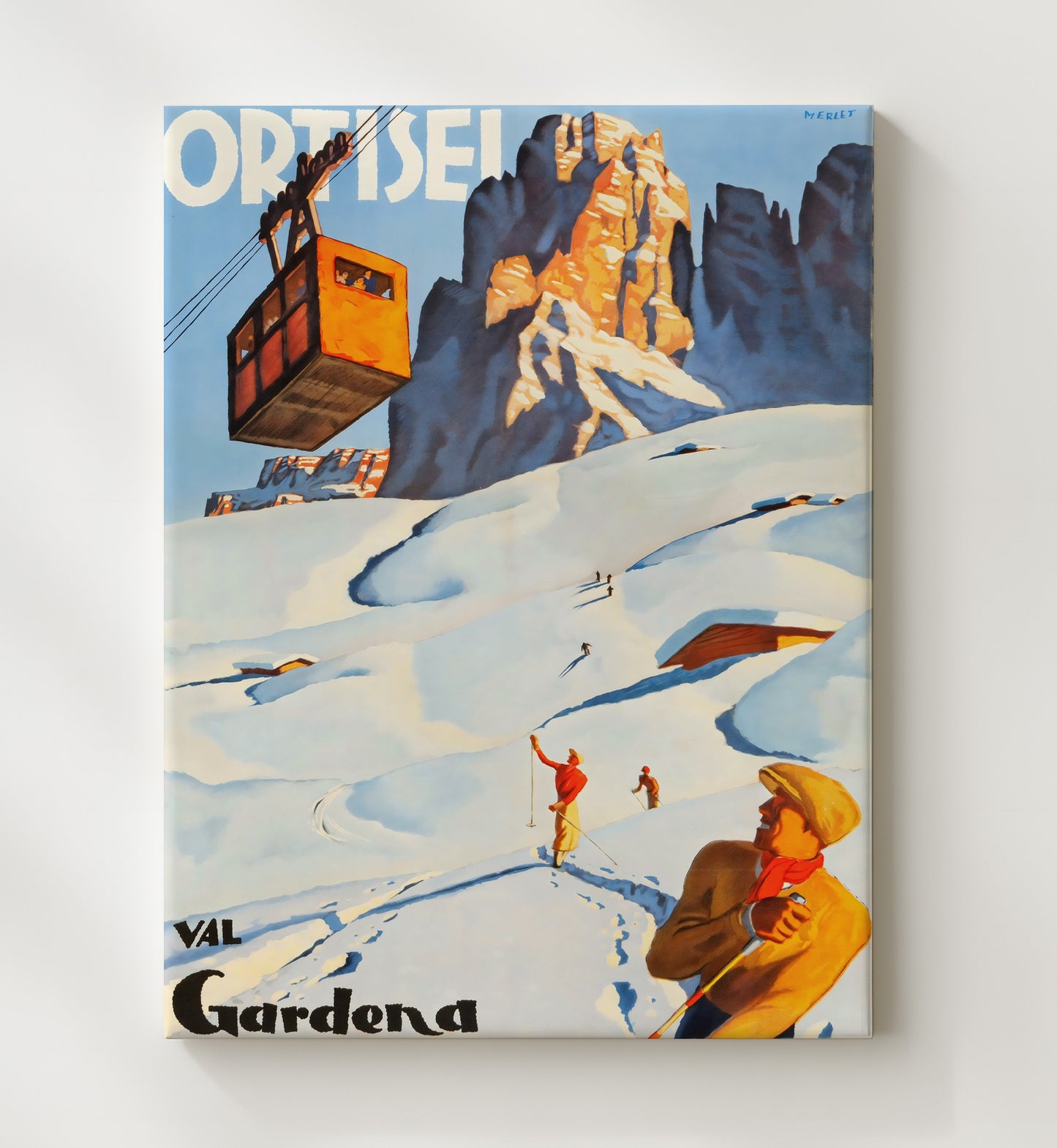 Ortisei Val Gardena Vintage Travel Print 20x24 Canvas travel wall art print