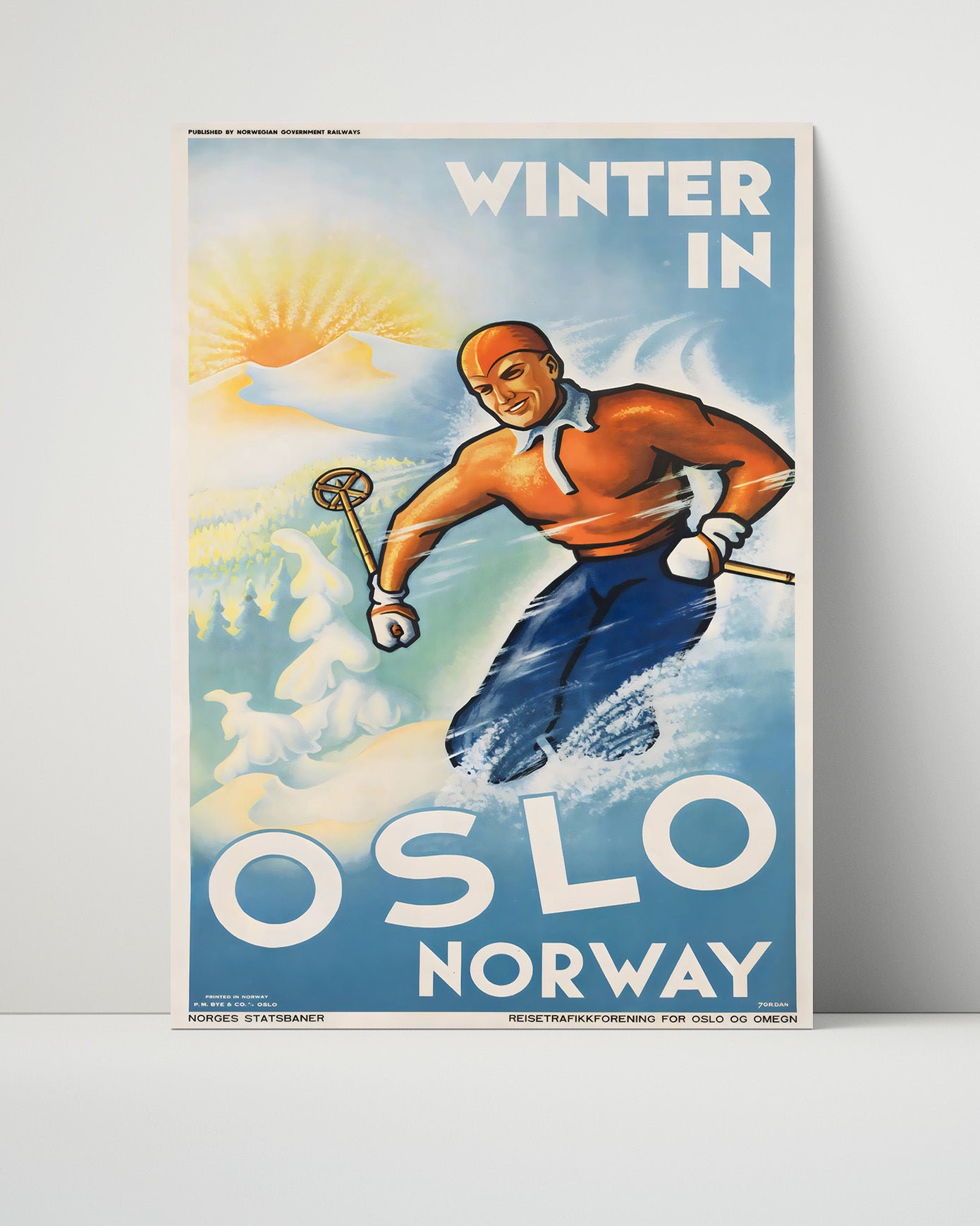 Oslo Winter Ski Norway Vintage Travel Print 16x20 Unframed Print travel wall art print