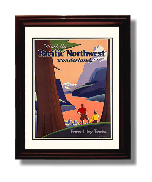 Pacific Northwest Train travel poster wall art 8x10 Canvas