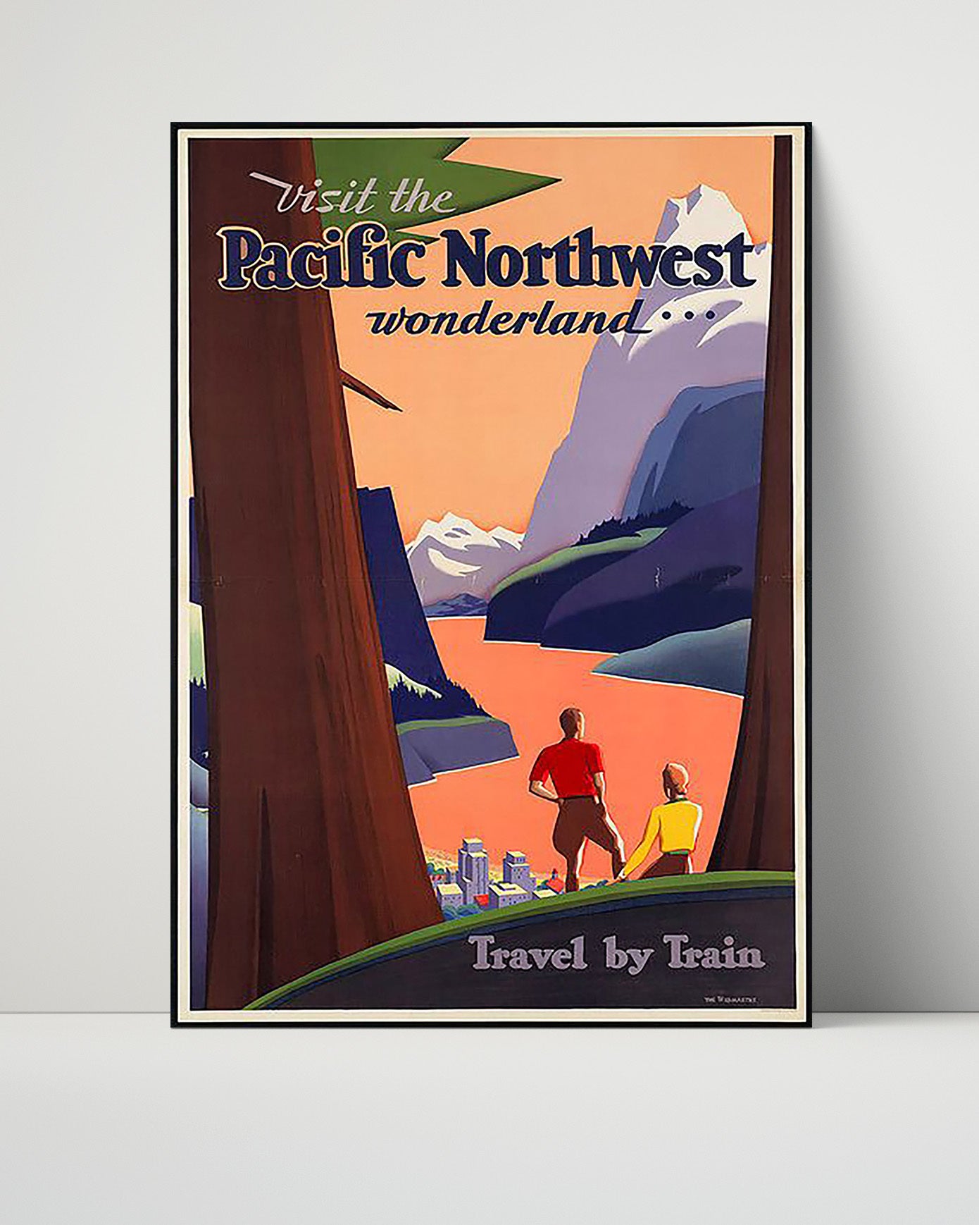 Pacific Northwest Train Travel Vintage Travel Print 16x20 Unframed Print travel wall art print