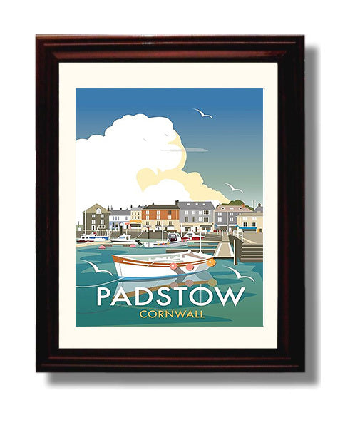 Padstow Harbour Cornwall travel poster wall art 8x10 Canvas