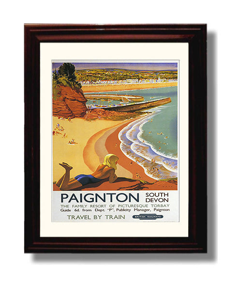 Paignton South Devon Seaside travel poster wall art 8x10 Canvas
