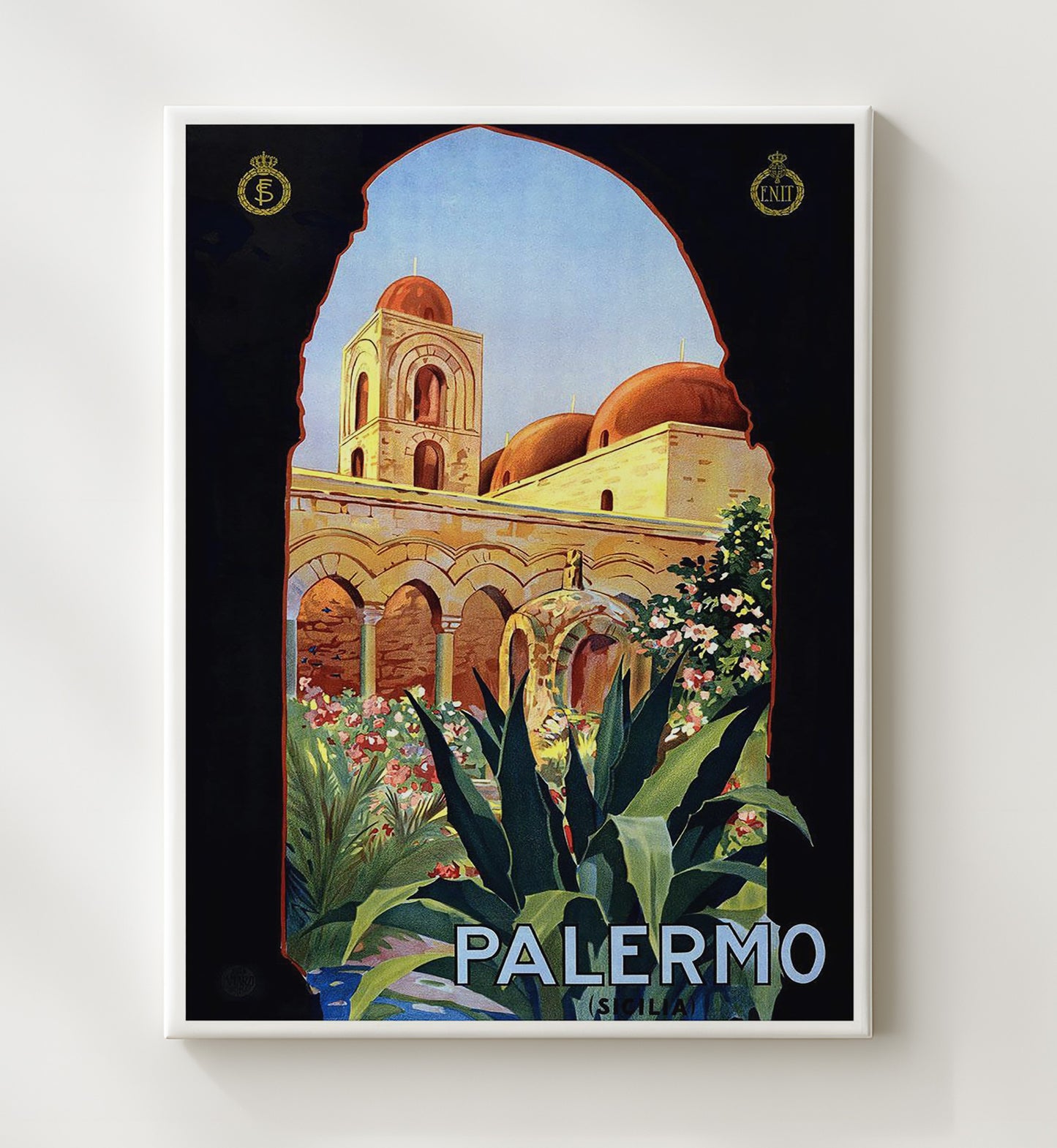 Palermo Sicily Vintage Travel Print 20x24 Canvas travel wall art print