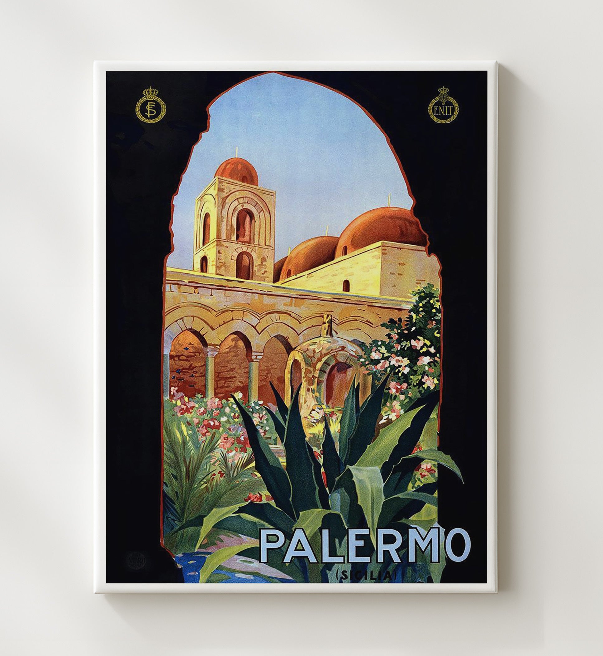 Palermo Sicily Vintage Travel Print 20x24 Canvas travel wall art print