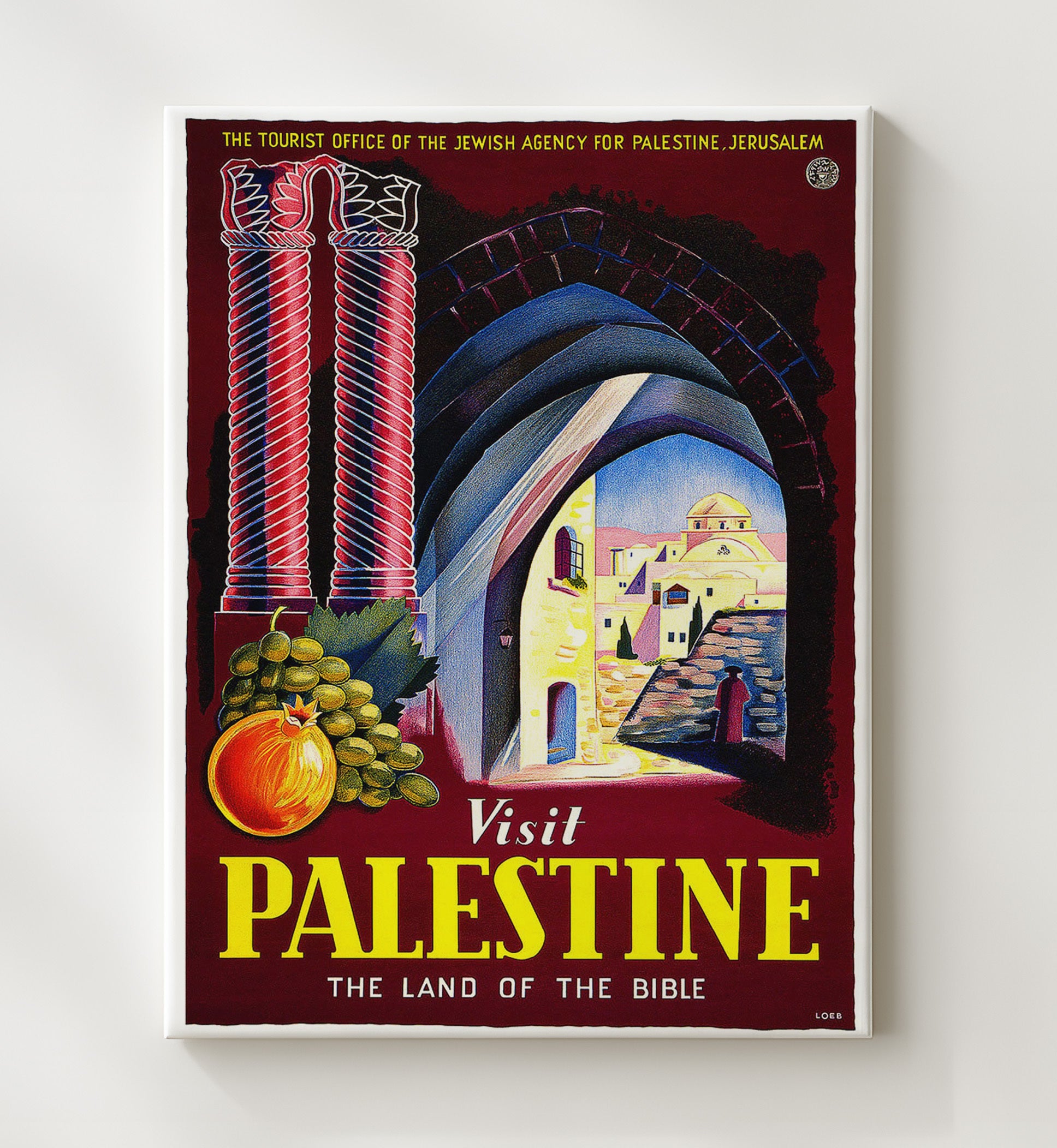 Palestine Ancient Beauty Vintage Travel Print 20x24 Canvas travel wall art print