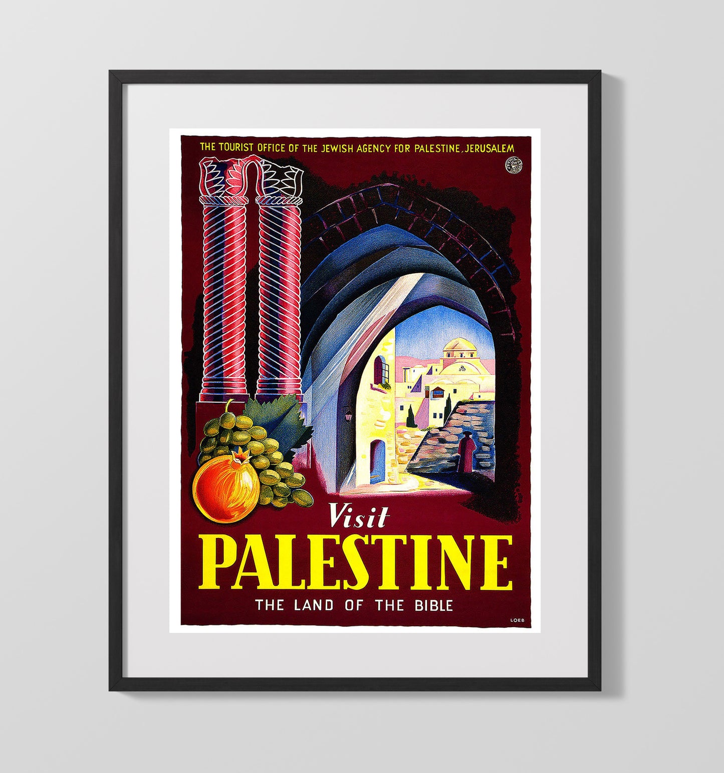Palestine Ancient Beauty Vintage Travel Print 16x20 Gallery Frame travel wall art print