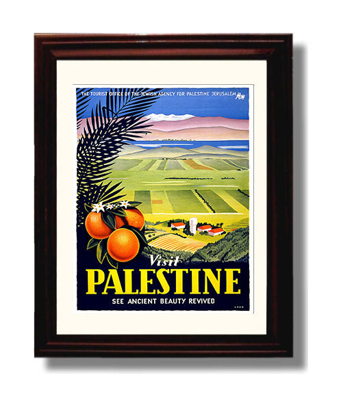 Palestine Land of the Bible Vintage Travel Print 8x10 Beveled Frame travel wall art print
