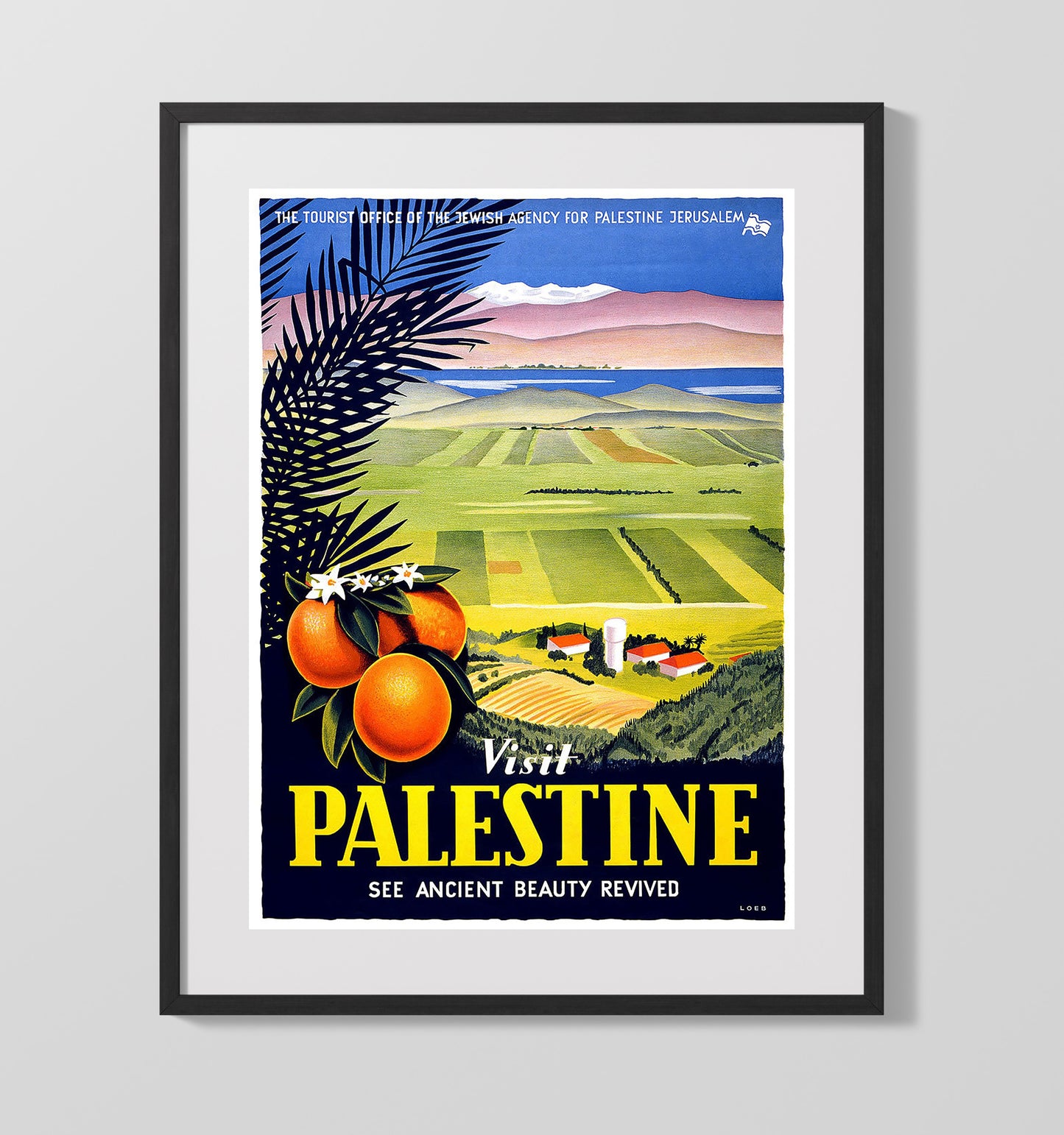 Palestine Land of the Bible Vintage Travel Print 16x20 Gallery Frame travel wall art print