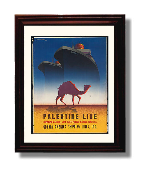 Palestine Shipping Line Vintage Travel Print 8x10 Beveled Frame travel wall art print