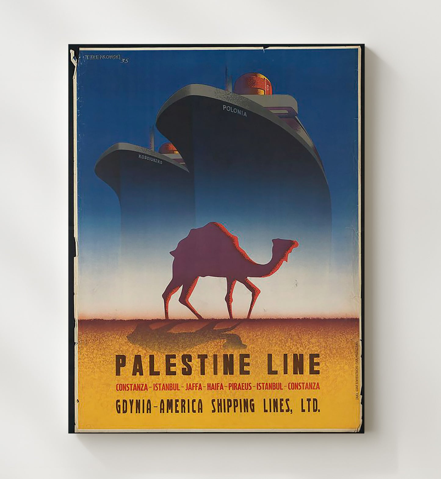 Palestine Shipping Line Vintage Travel Print 20x24 Canvas travel wall art print