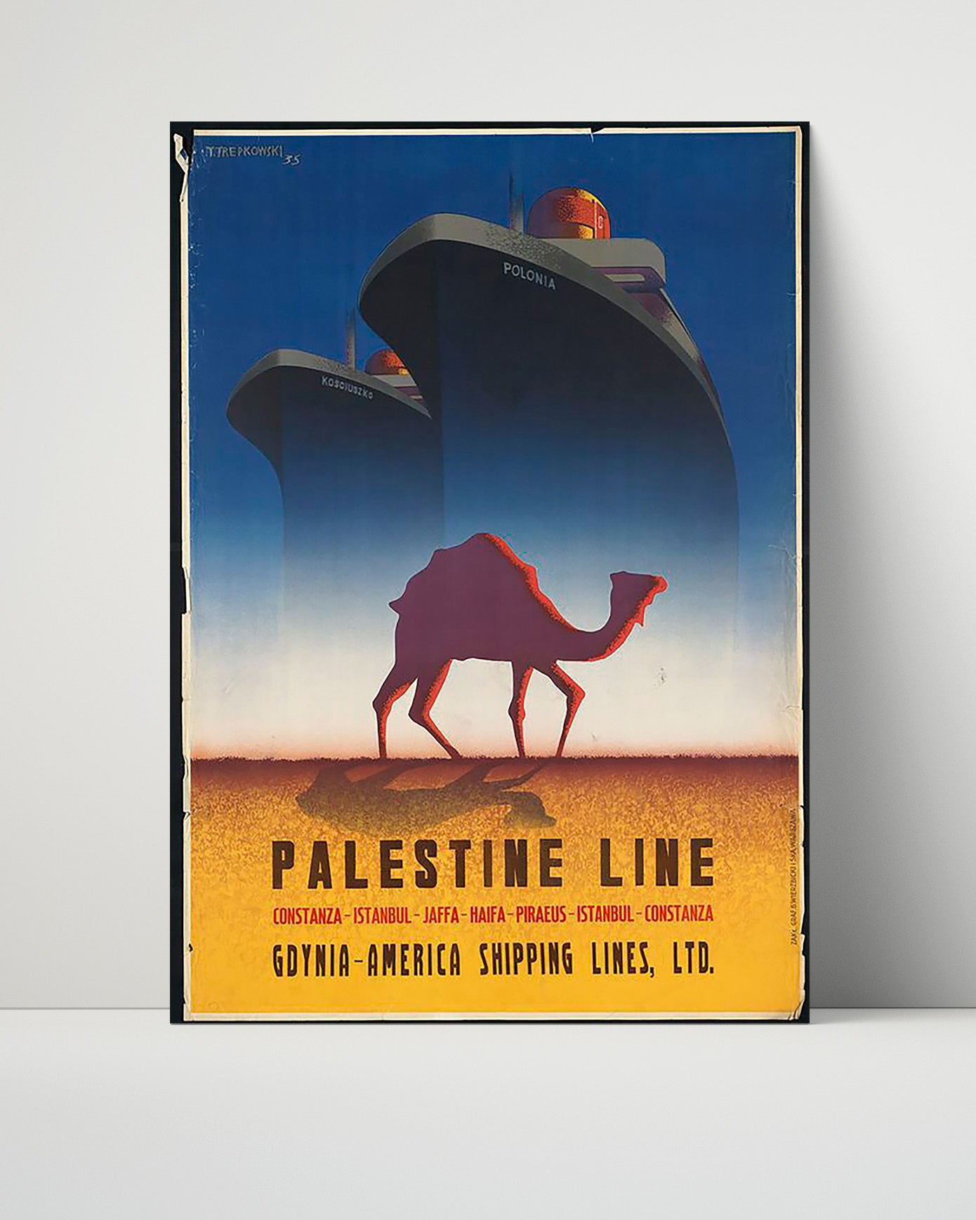 Palestine Shipping Line Vintage Travel Print 16x20 Unframed Print travel wall art print