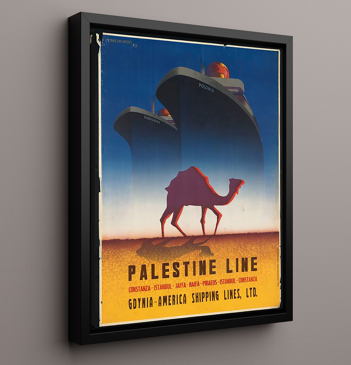 Palestine Shipping Line Vintage Travel Print 16x20 Framed Canvas travel wall art print