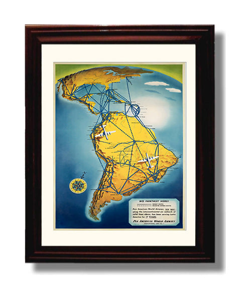 Pan Am South America Routes travel poster wall art 8x10 Canvas