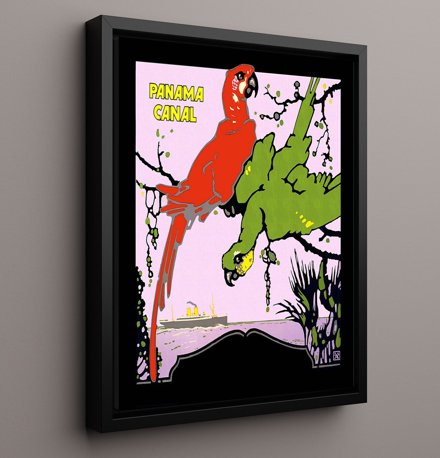 Panama Canal Vintage Travel Print 16x20 Framed Canvas travel wall art print