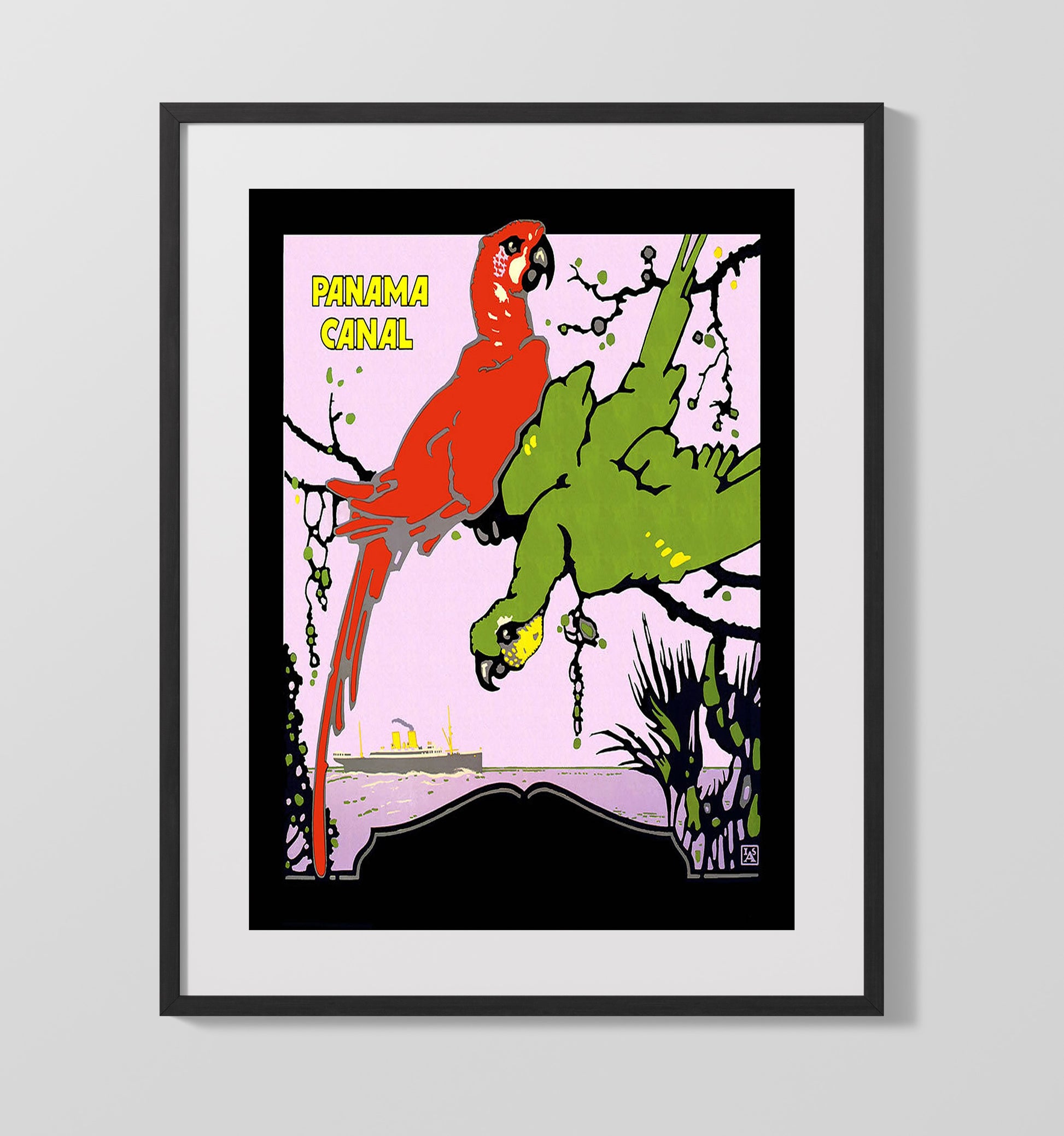 Panama Canal Vintage Travel Print 16x20 Gallery Frame travel wall art print