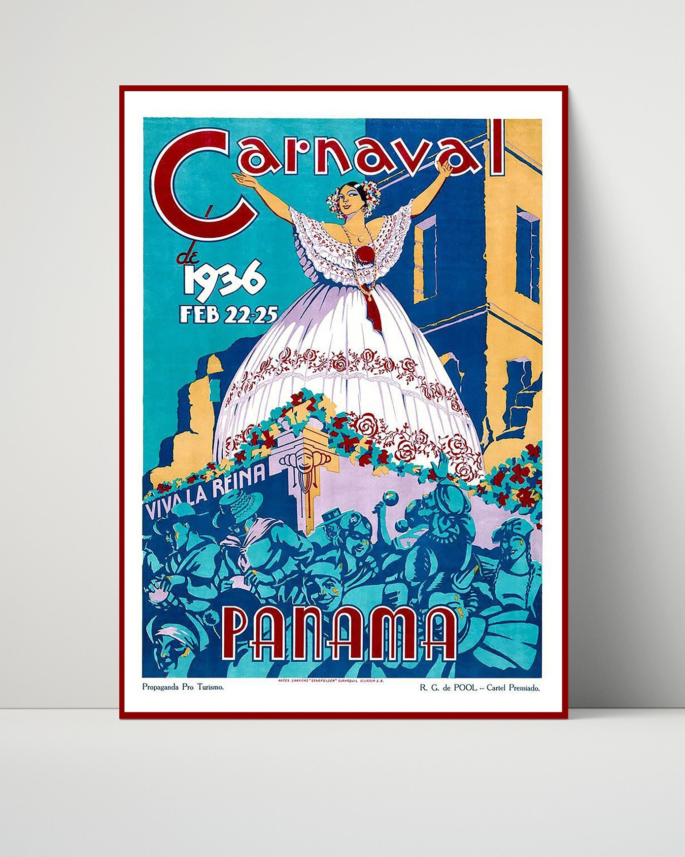 Panama Carnaval 1936 Vintage Travel Print 16x20 Unframed Print travel wall art print