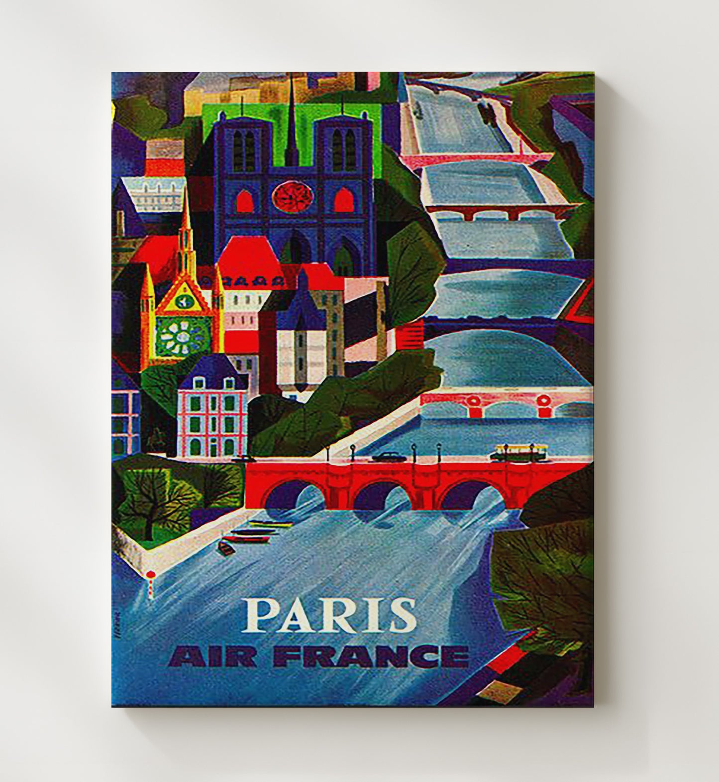 Paris Air France Vintage Travel Print 20x24 Canvas travel wall art print