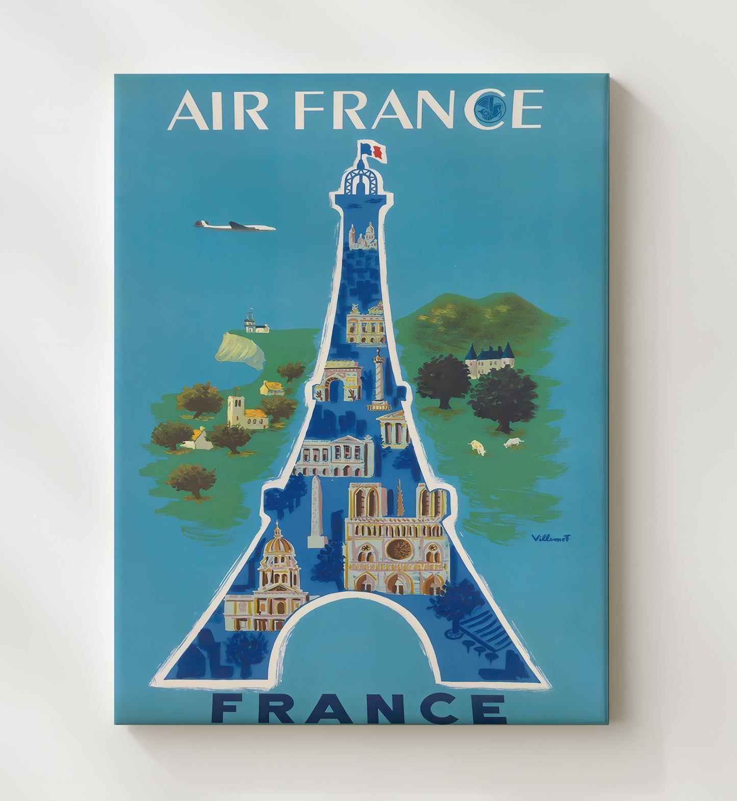 Paris Air France (2) Vintage Travel Print 20x24 Canvas travel wall art print
