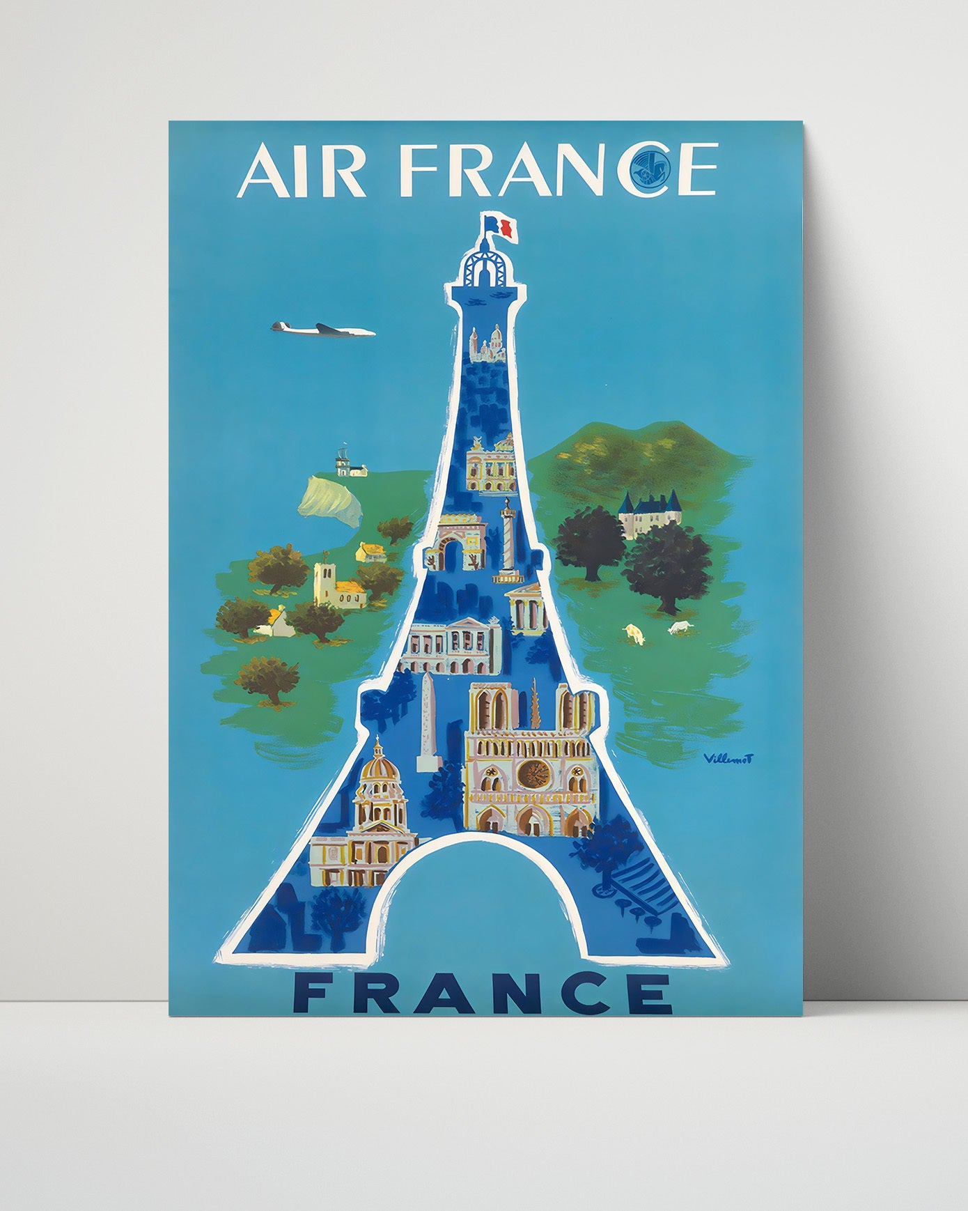 Paris Air France (2) Vintage Travel Print 16x20 Unframed Print travel wall art print