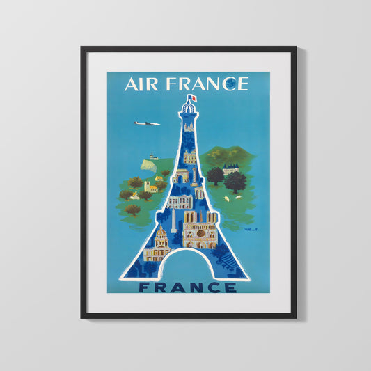 Classic Travel Poster - Paris - Air France