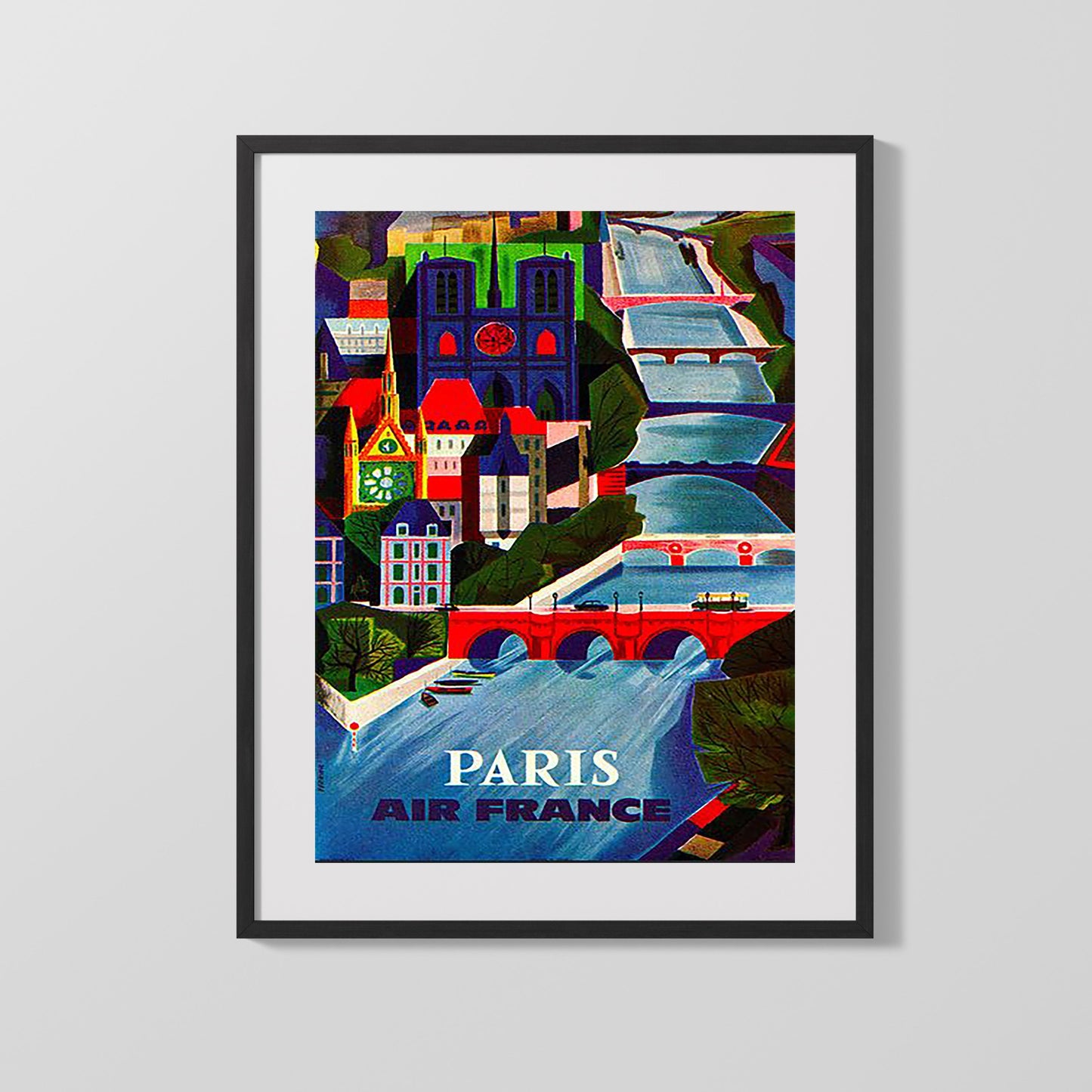 Classic Travel Poster - Paris - Air France London Route