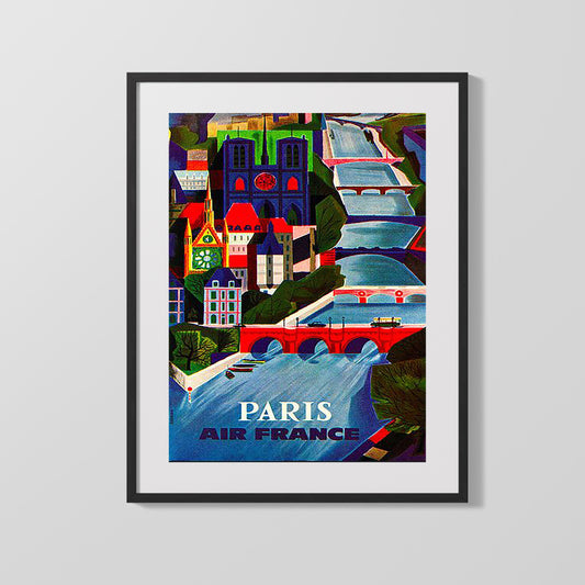 Classic Travel Poster - Paris - Air France London Route