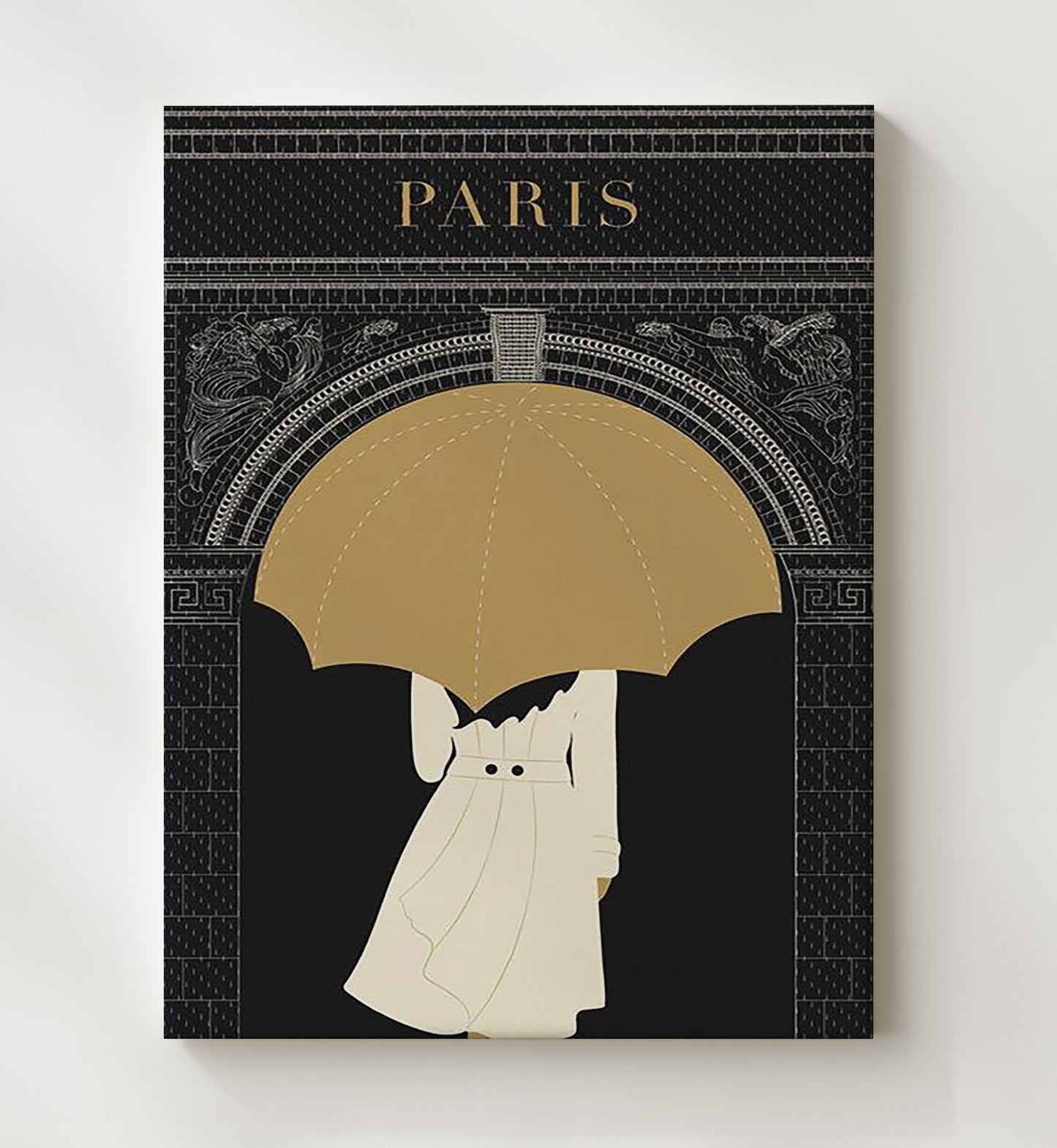 Paris Arc de Triomphe Umbrella Vintage Travel Print 20x24 Canvas travel wall art print