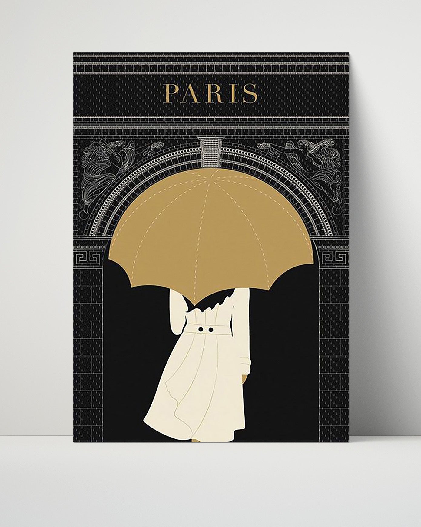 Paris Arc de Triomphe Umbrella Vintage Travel Print 16x20 Unframed Print travel wall art print