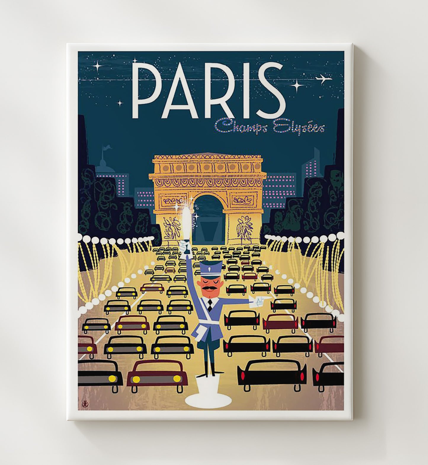 Paris Champs Elysees Vintage Travel Print 20x24 Canvas travel wall art print