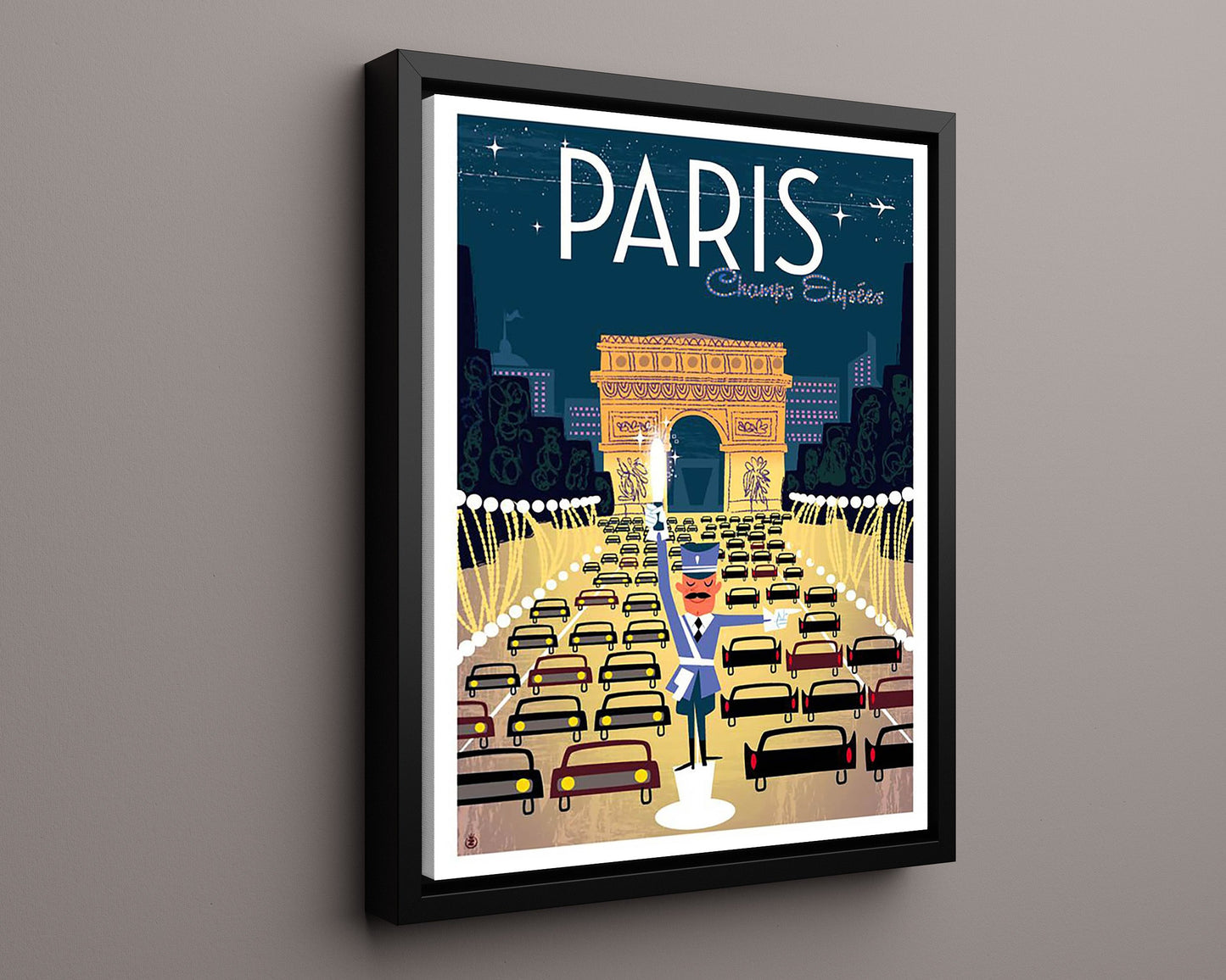 Classic Travel Poster - Paris - Arc de Triomphe Umbrella