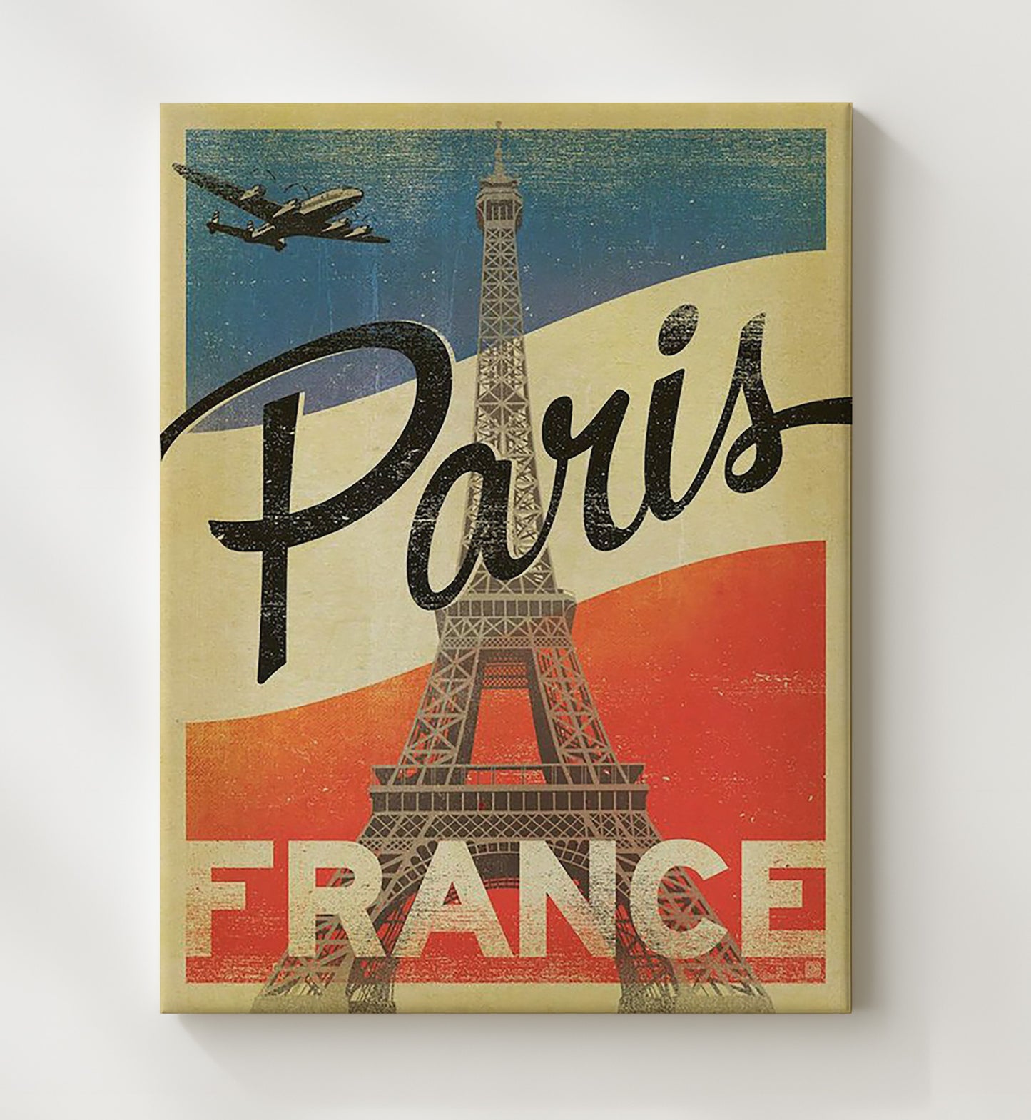 Paris Eiffel Tower Vintage Travel Print 20x24 Canvas travel wall art print