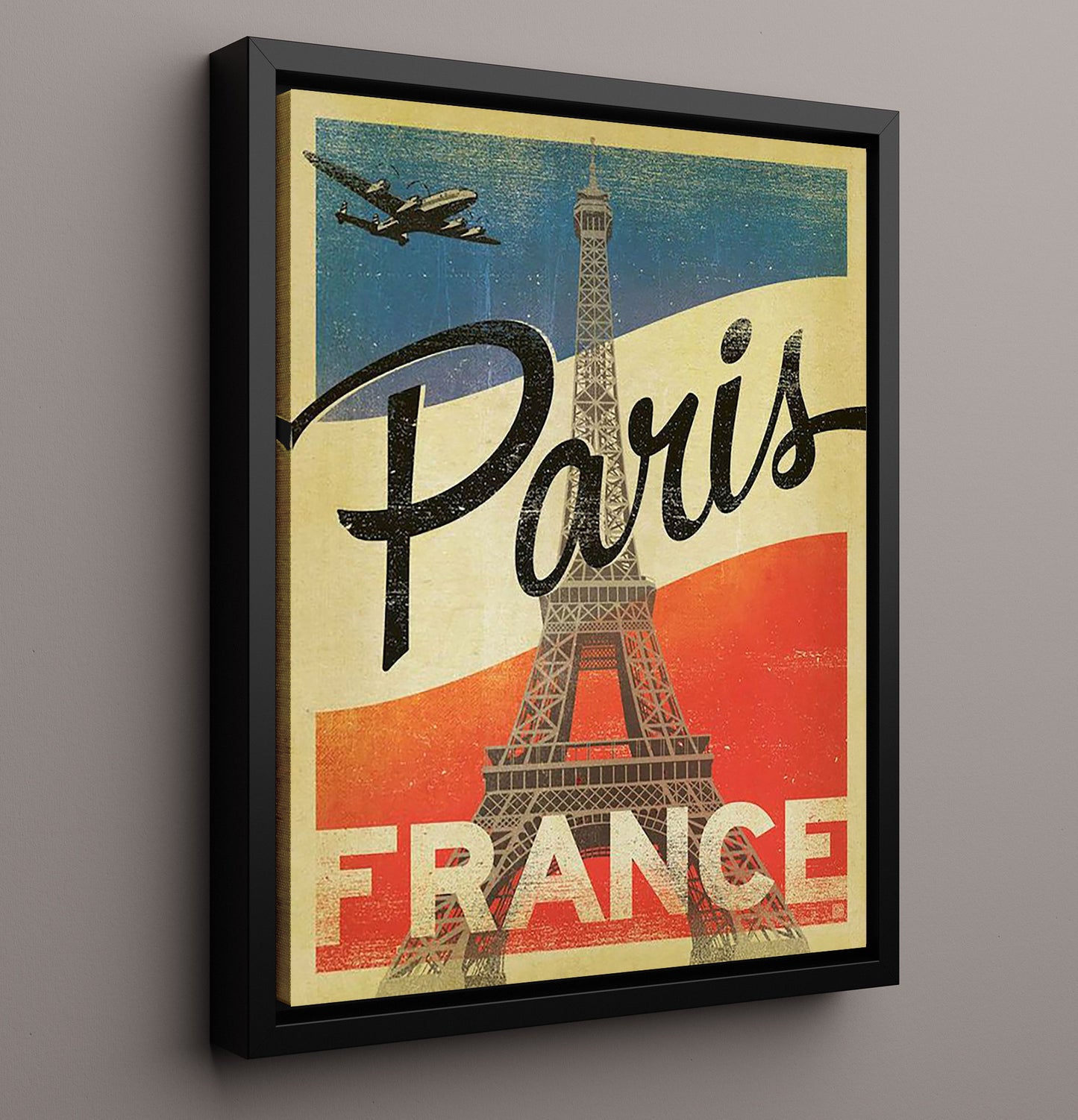 Paris Eiffel Tower Vintage Travel Print 16x20 Framed Canvas travel wall art print