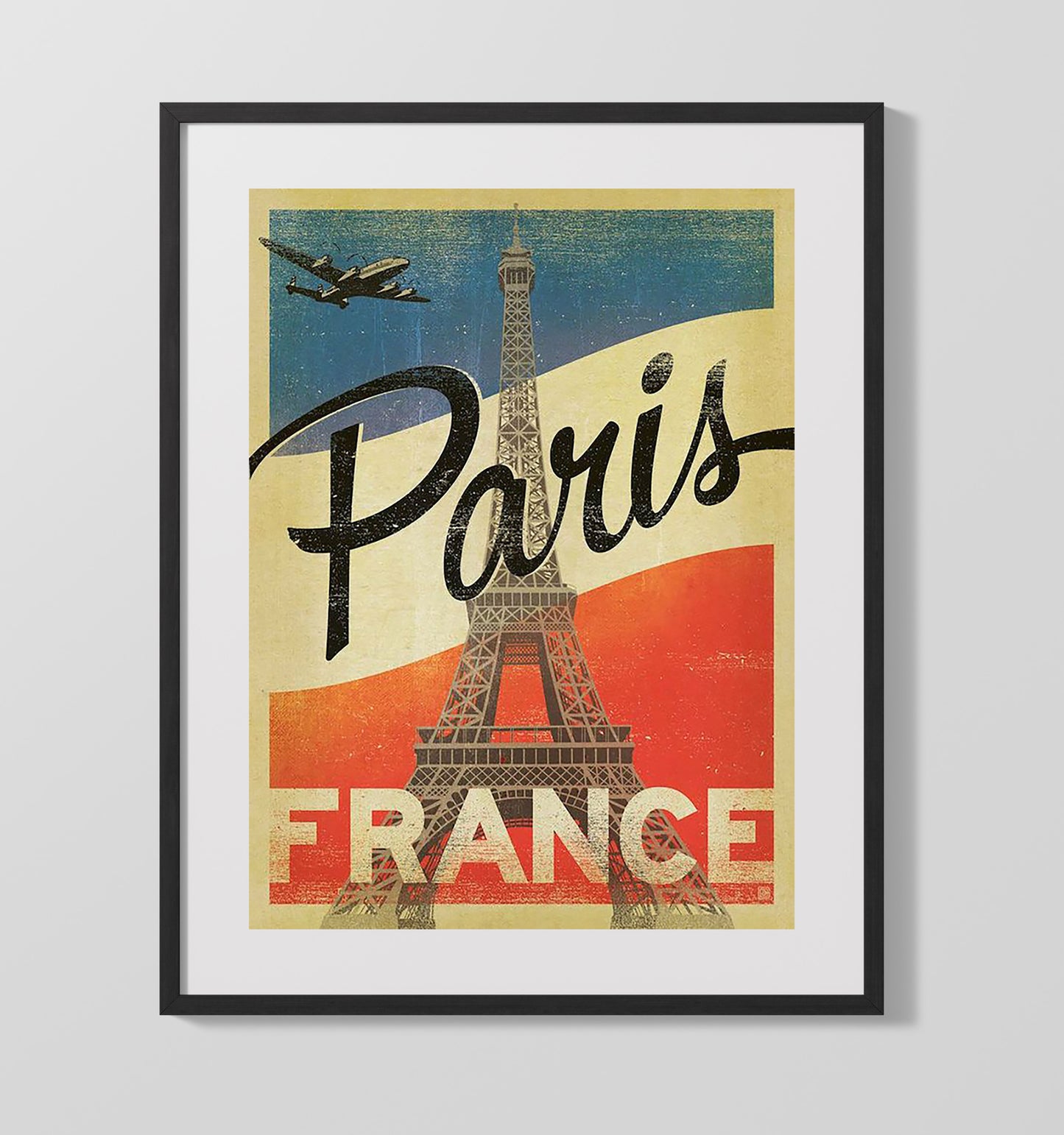 Paris Eiffel Tower Vintage Travel Print 16x20 Gallery Frame travel wall art print