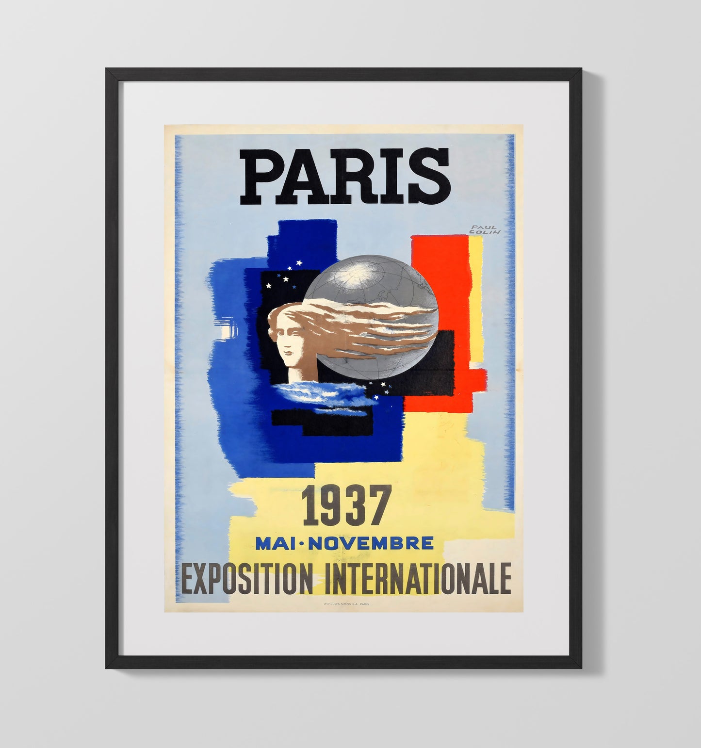 Paris Exposition 1937 Vintage Travel Print 16x20 Gallery Frame travel wall art print