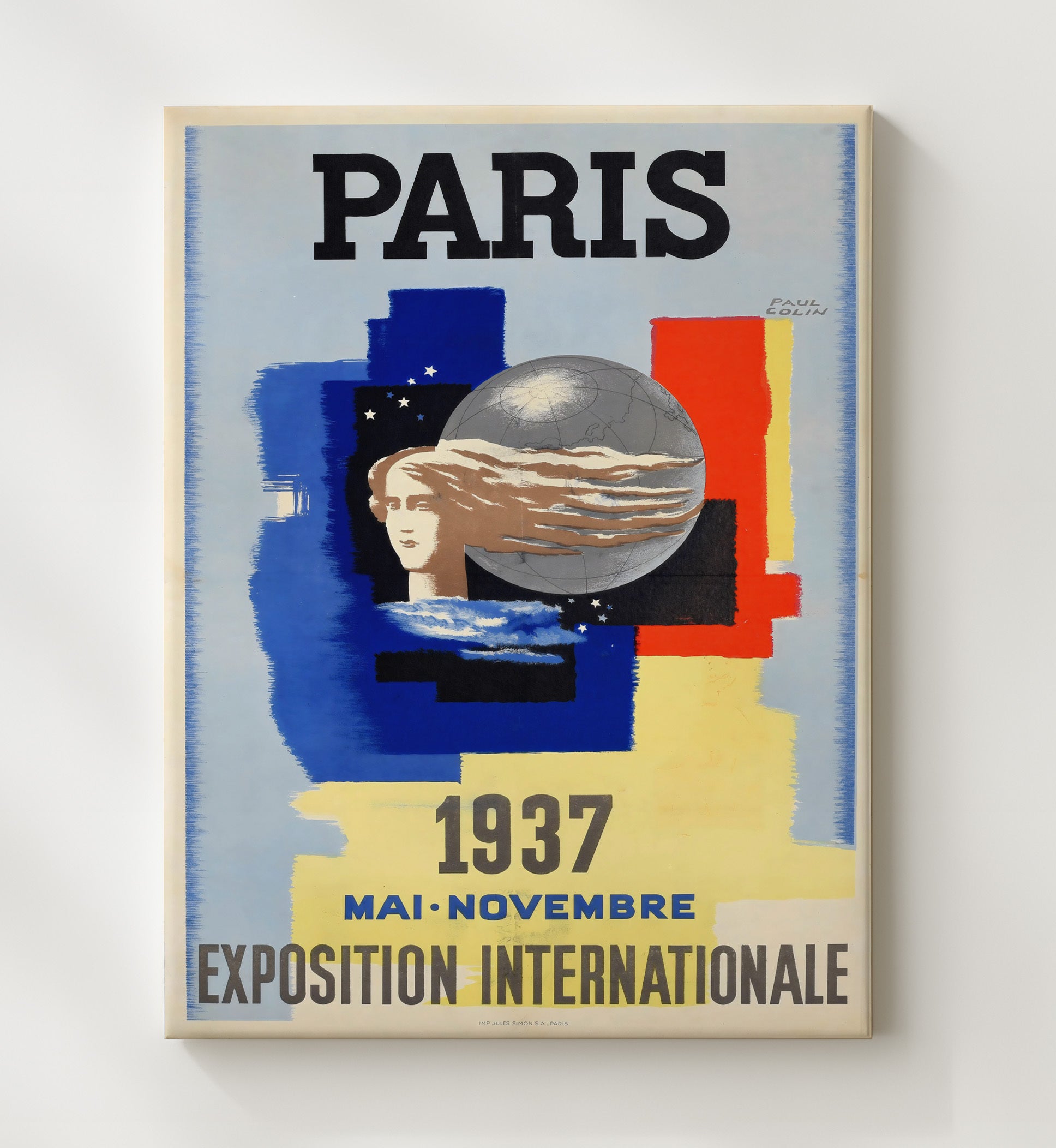 Paris Exposition 1937 Vintage Travel Print 20x24 Canvas travel wall art print