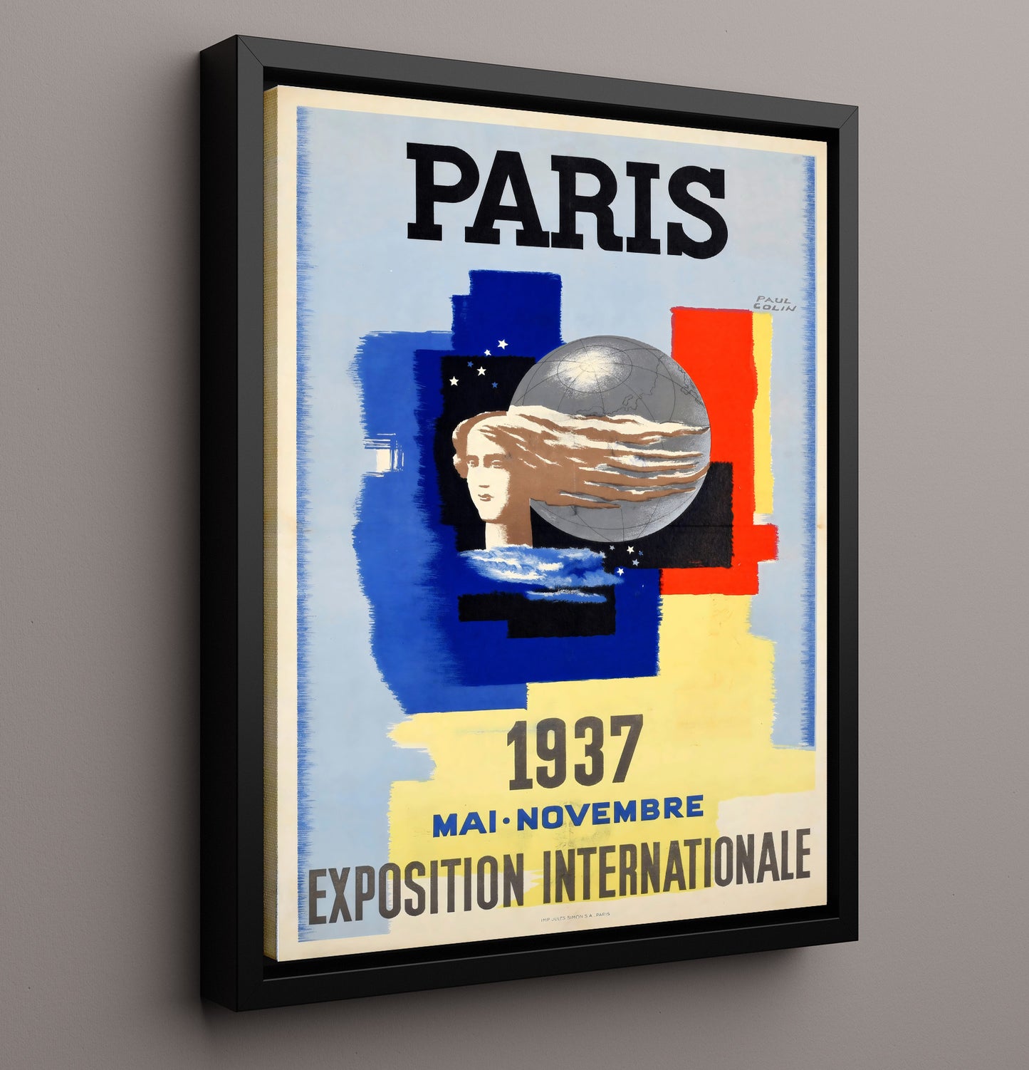 Paris Exposition 1937 Vintage Travel Print 16x20 Framed Canvas travel wall art print