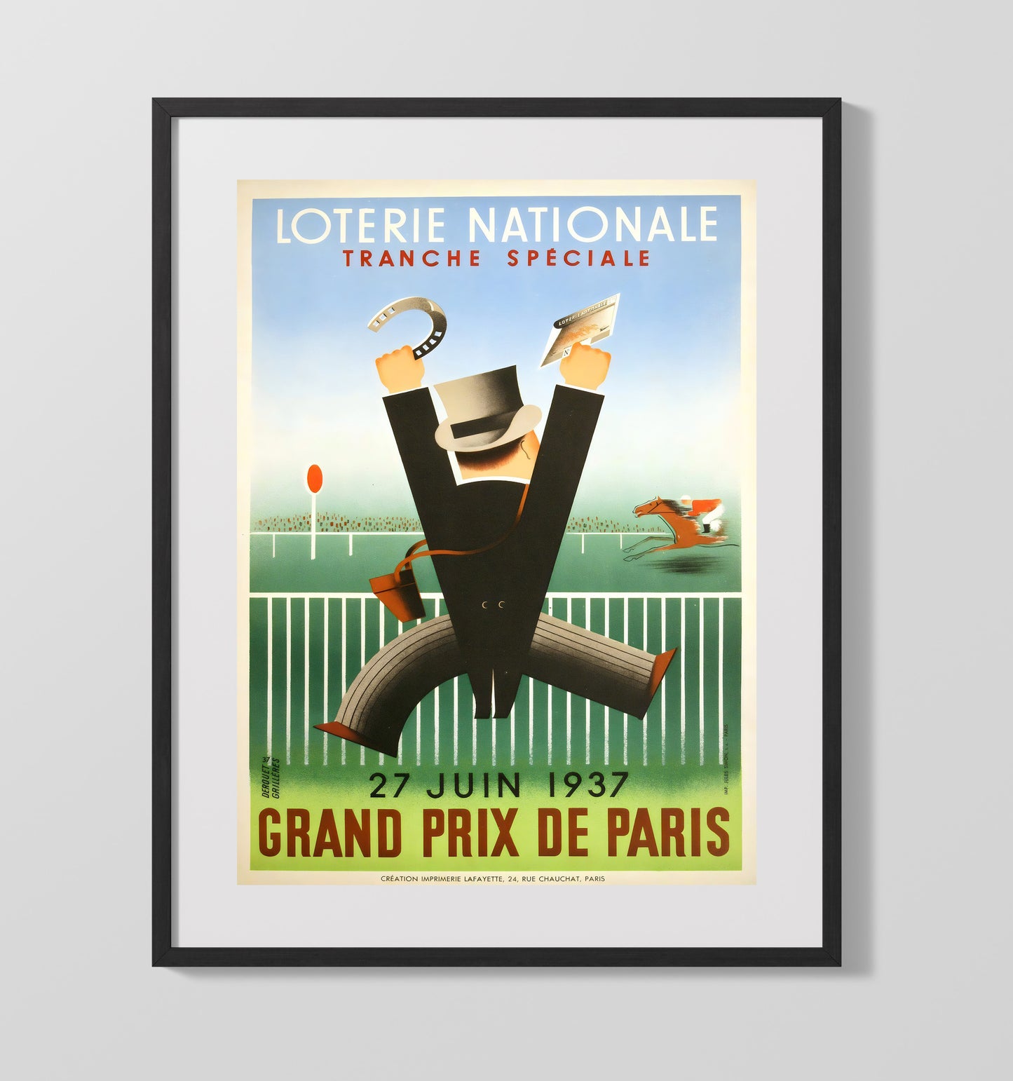 Paris Grand Prix de Paris 1937 Vintage Travel Print 16x20 Gallery Frame travel wall art print