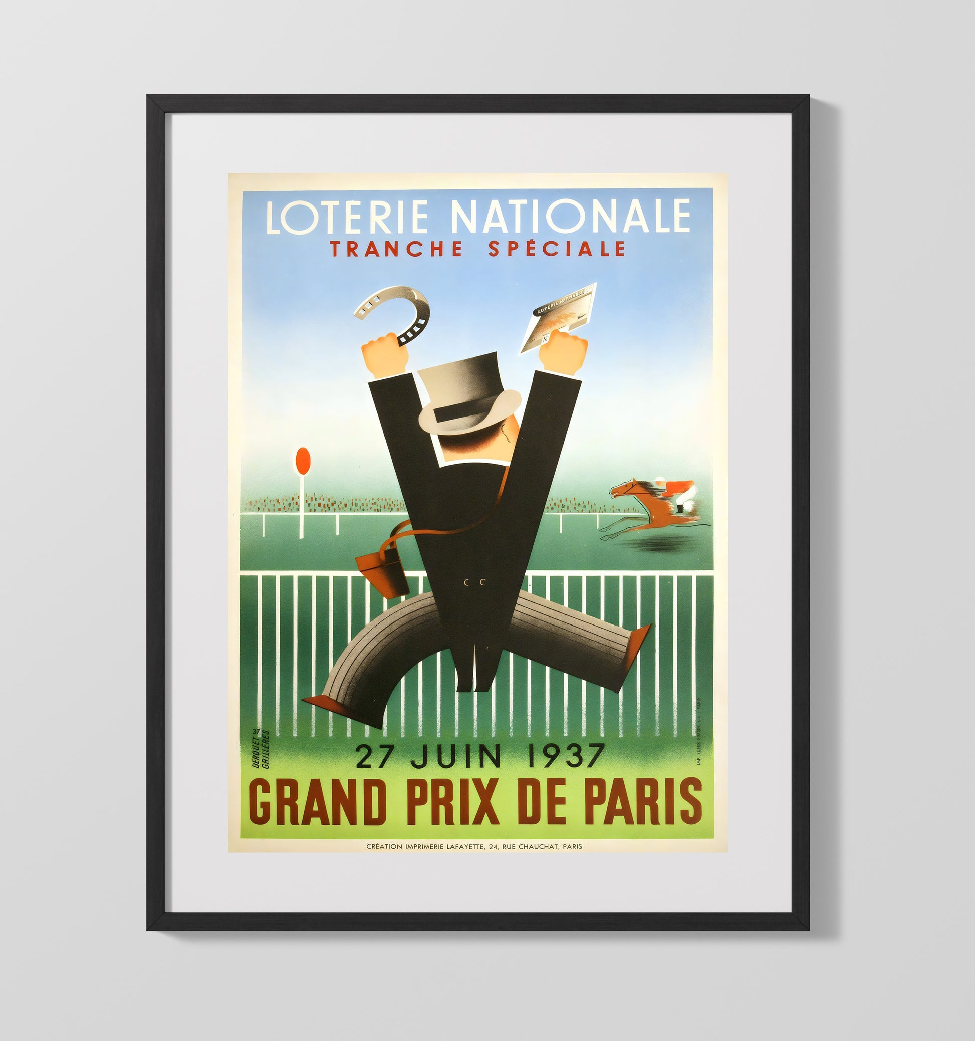 Paris Grand Prix de Paris 1937 Vintage Travel Print 16x20 Gallery Frame travel wall art print