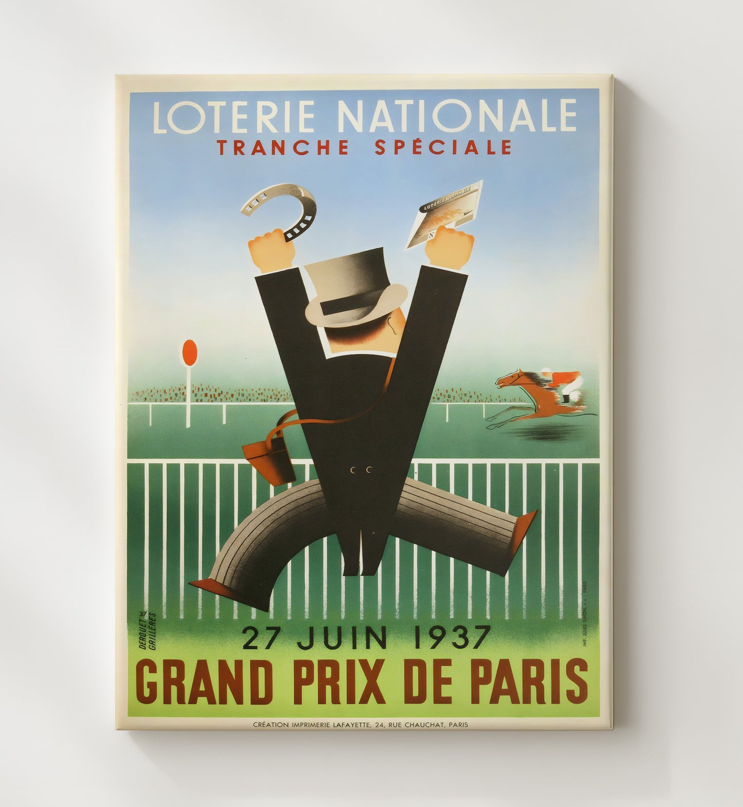 Paris Grand Prix de Paris 1937 Vintage Travel Print 20x24 Canvas travel wall art print