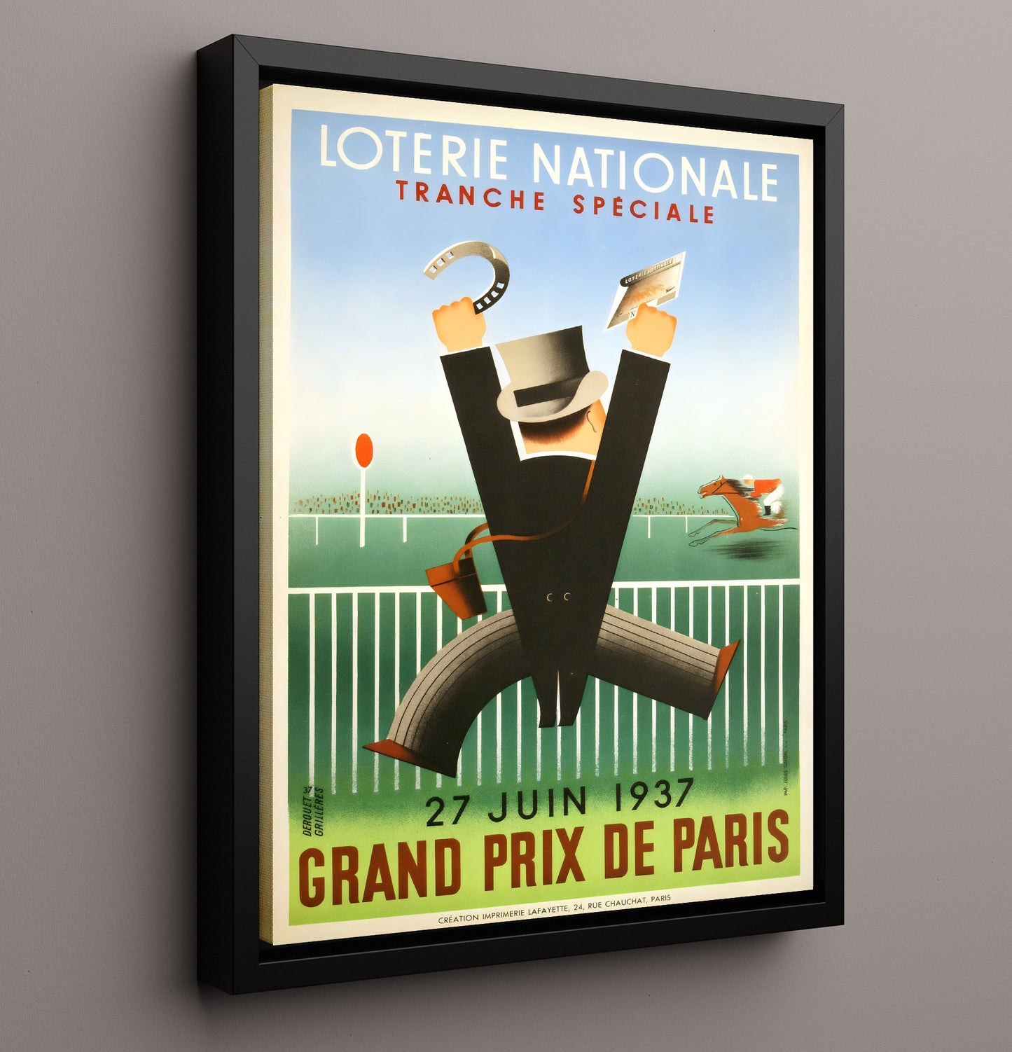 Paris Grand Prix de Paris 1937 Vintage Travel Print 16x20 Framed Canvas travel wall art print
