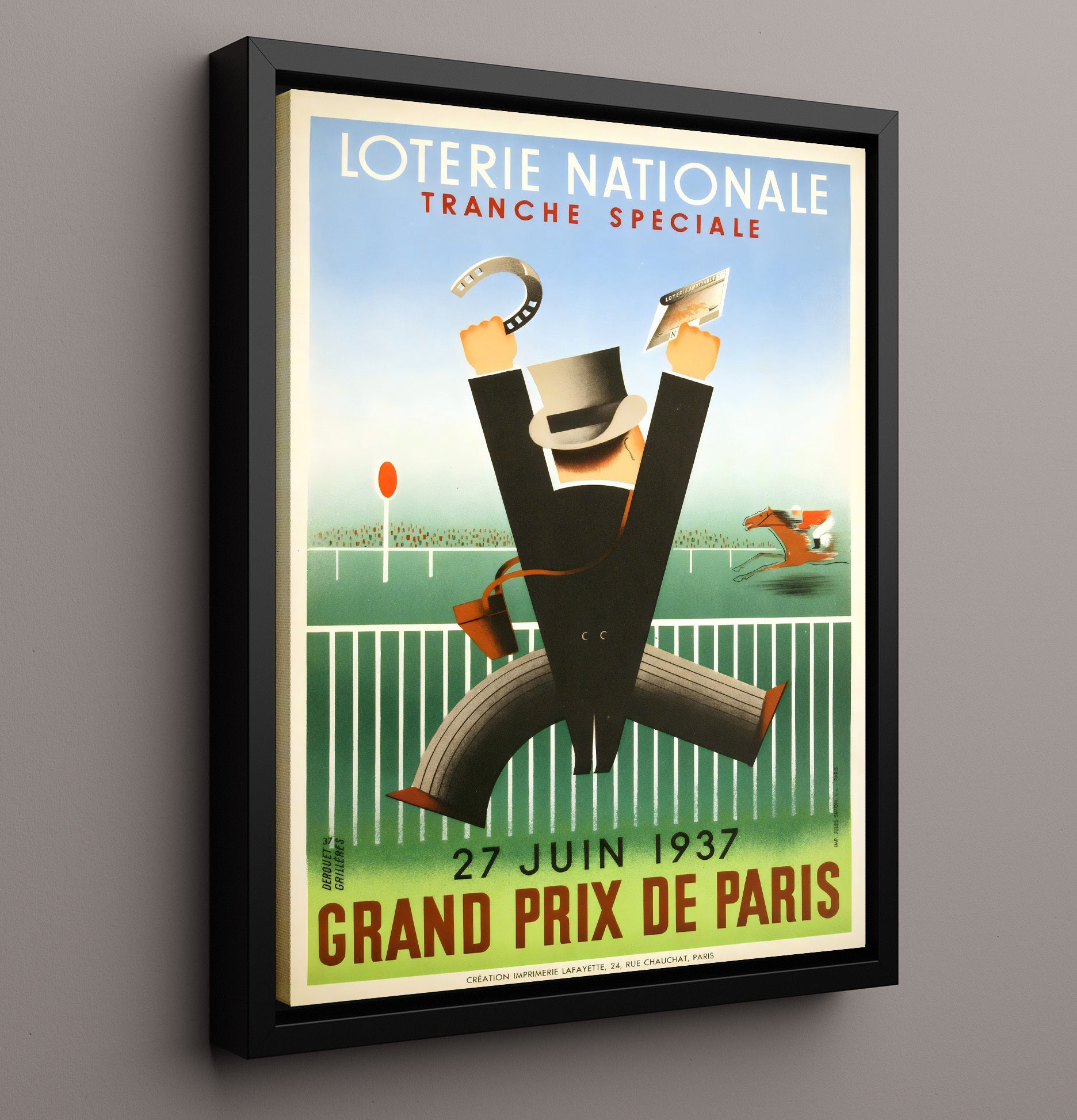 Paris Grand Prix de Paris 1937 Vintage Travel Print 16x20 Framed Canvas travel wall art print