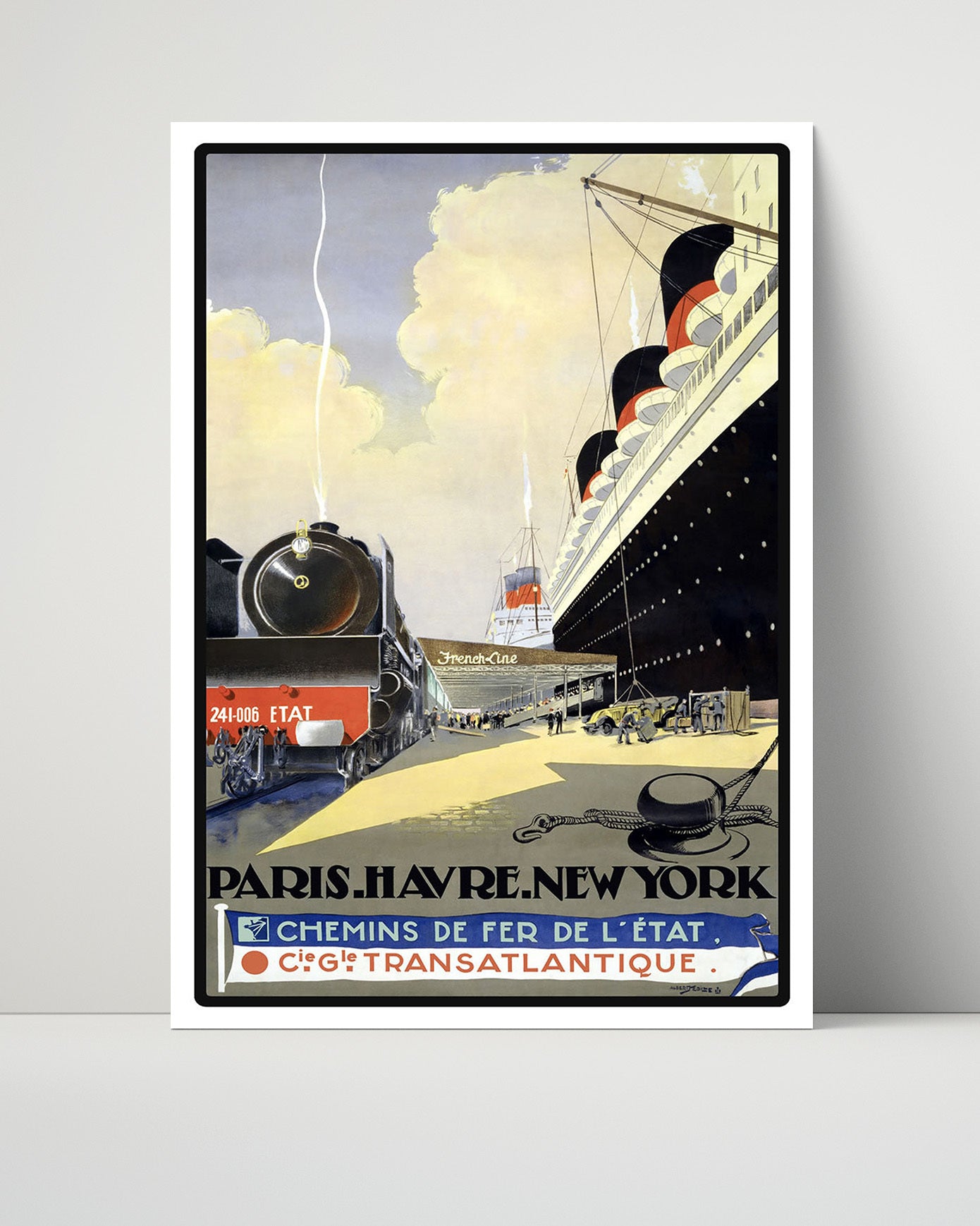 Paris Havre New York Vintage Travel Print 16x20 Unframed Print travel wall art print