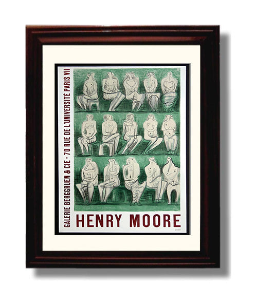 Paris Henry Moore Exhibition Vintage Travel Print 8x10 Beveled Frame travel wall art print